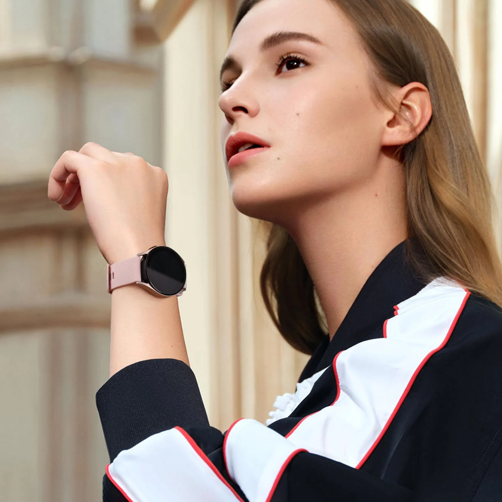 DL3 Mobilak Strap Silicone Buckle 20MM Band For Samsung Gear Sport/Watch 7/6/5/4/5 Pro 45mm/S2 classic/active 2 40mm 44mm/Amazfit GTS 2/2e/GTS 3/3 Pro/GTS 4/GTS 2 Mini/3 Mini/4 Mini/Bip 3/Bip 3 Pro - Rose Pink