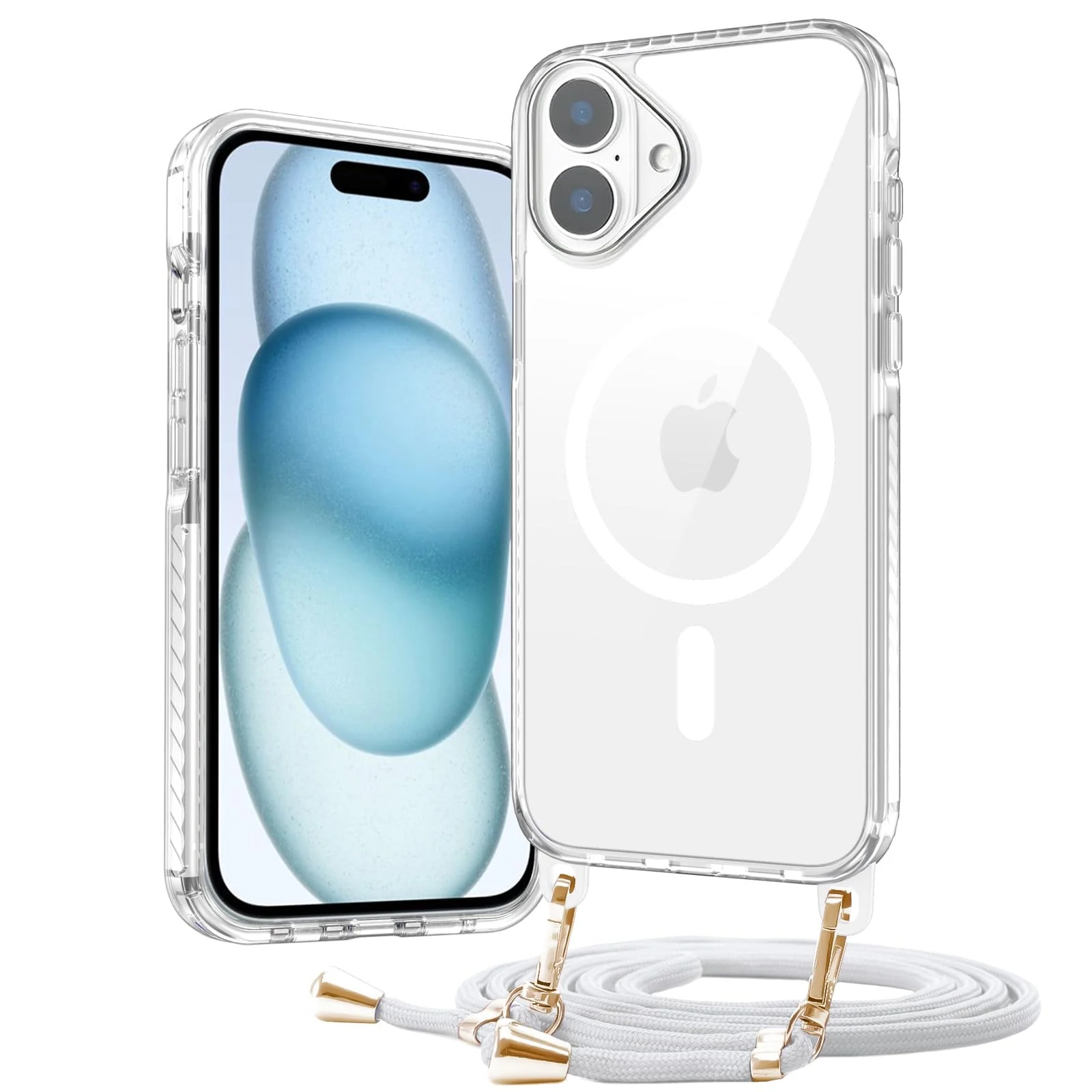 DL3 Mobilak Rugged Protective Case for iPhone 16, Compatible with MagSafe accessories, Supports wireless charging, Shock-absorbing protection - White