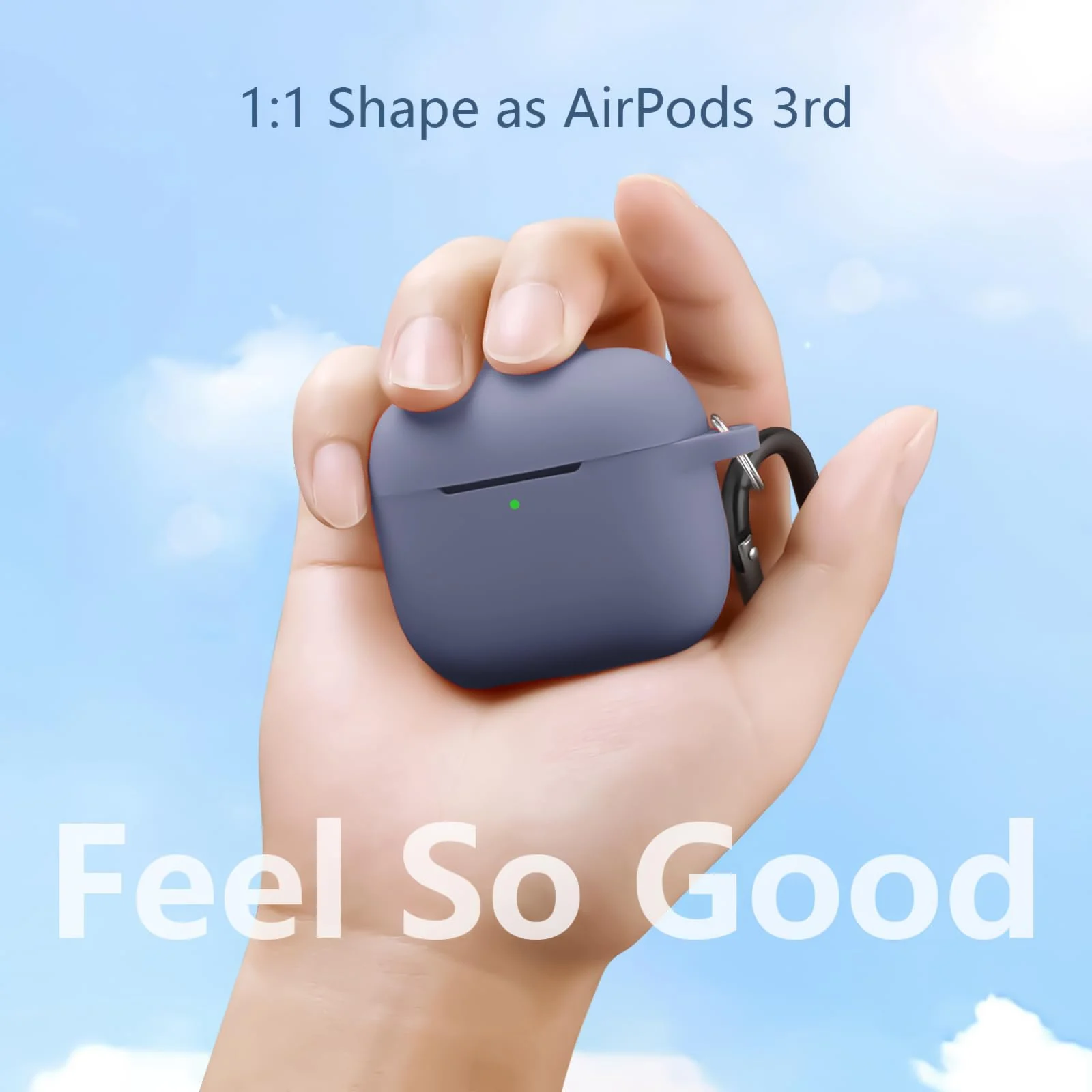 DL3 Mobilak AirPods 3 Case Cover, Silicone Protective Accessories Skin with Keychain Compatible with Apple AirPod 3rd Generation 2021 for Women Girl, Front LED Visible - Lavender