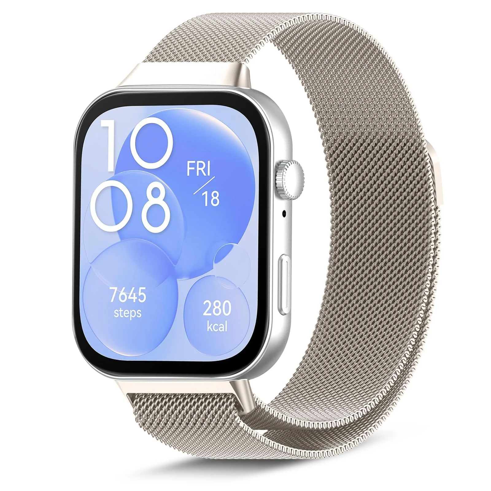 DL3 Mobilak Bracelet Compatible with Huawei Watch Fit 3, Stainless Steel Replacement Straps, Mesh Metal Watch Strap, Magnetic Adjustable Replacement Strap For Huawei Watch Fit3 - Starlight