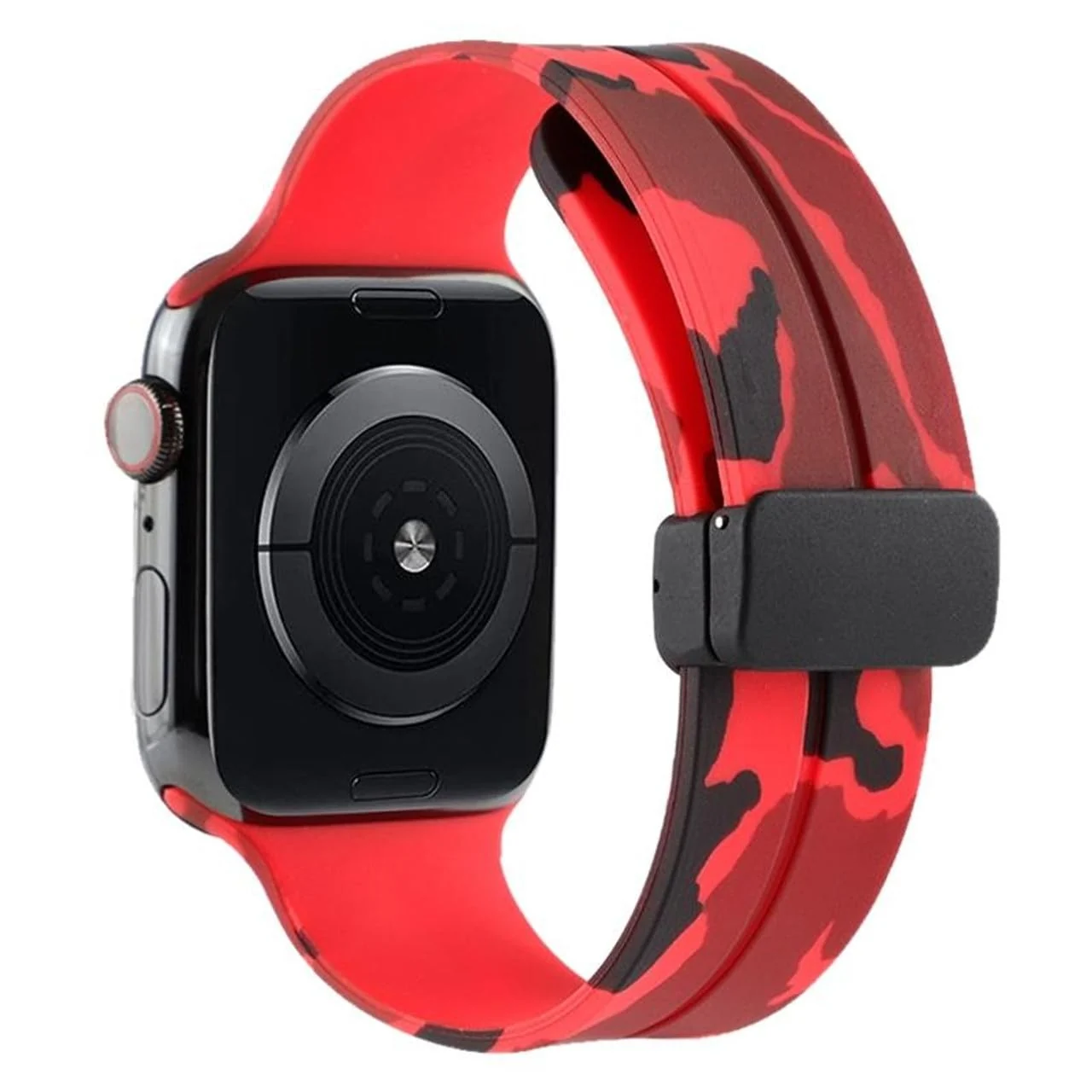 DL3 Mobilak Magnetic Bands for Apple Watch Ultra/Ultra 2 Band 49mm 45mm 44mm 42mm 41mm 40mm 38mm, Soft Sport Silicone Strap for iwatch Series 9/8/7/6/5/4 (Camouflage, 42mm/44mm/45mm/49mm) - Camouflage Red