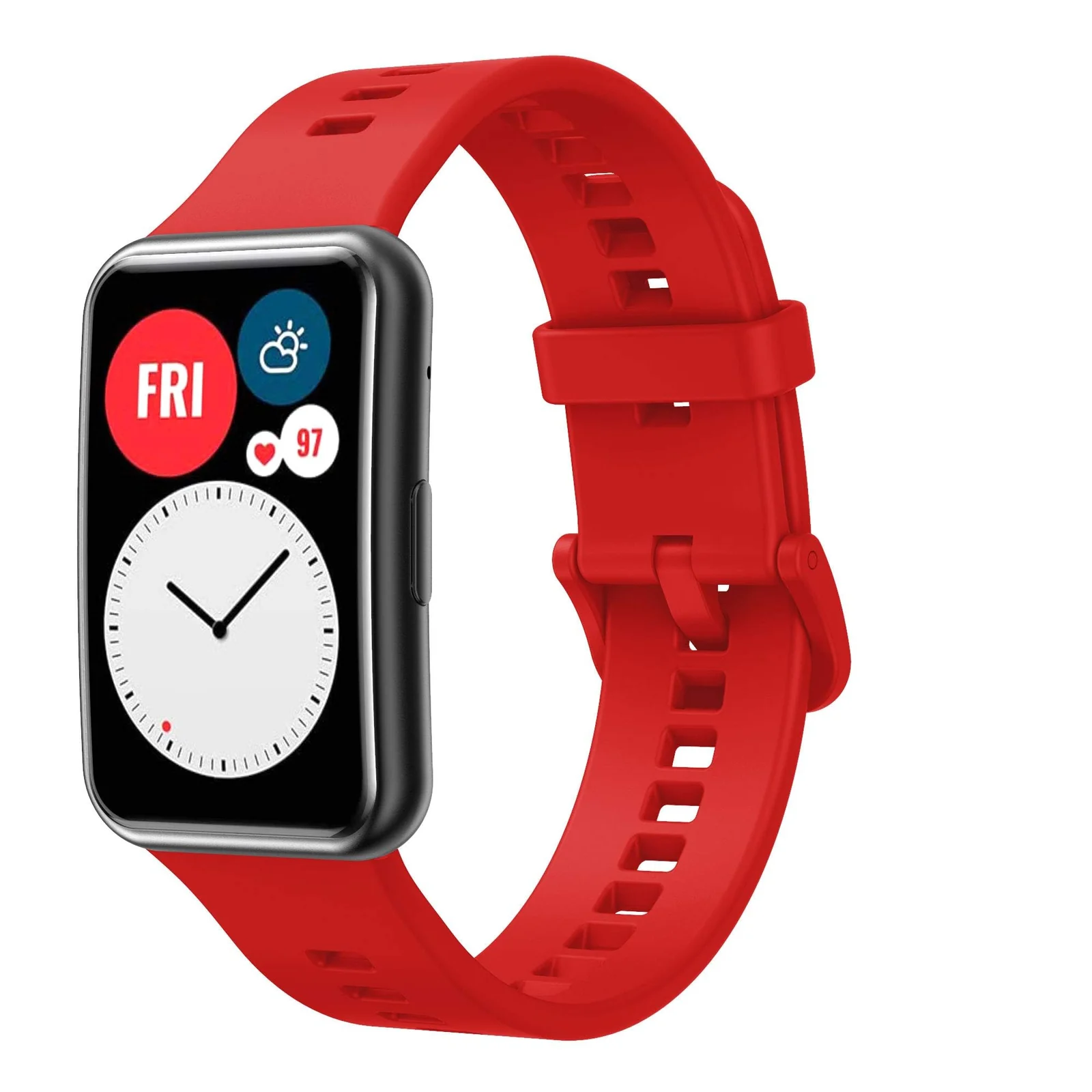 DL3 Mobilak Silicone Strap for Huawei Watch Fit, Soft Band Ultra-Light Waterproof Durable Adjustable Replacement Wristband - Red