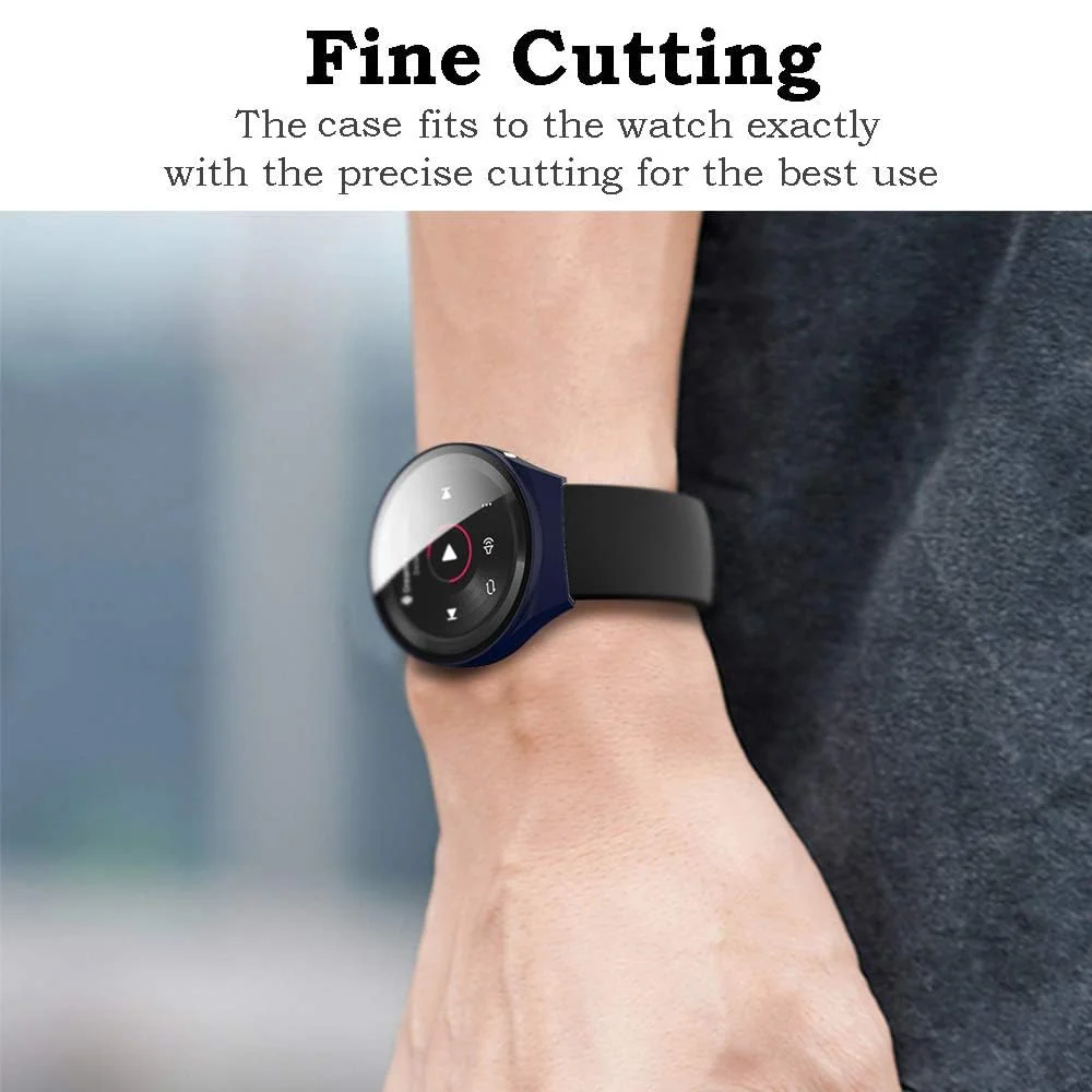 DL3 Mobilak Protective Case Compatible with Huawei Watch GT 2e 9H Hardness PC Case Bumper Full Slim Protective Cover with Tempered Glass For Huawei GT2e - Blue