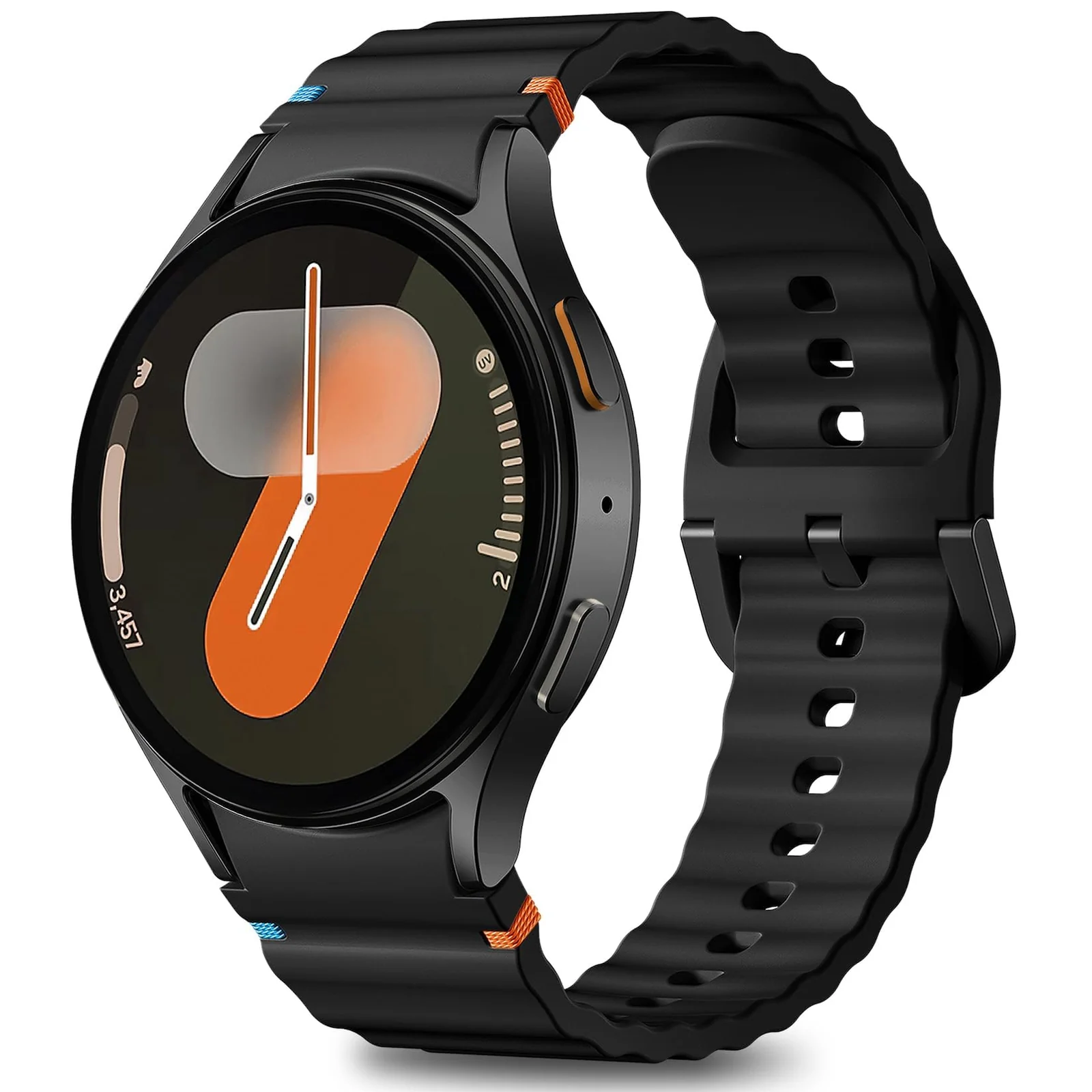 DL3 Mobilak No Gap Sport Bands For Samsung Galaxy Watch 7 6 5 4 FE Strap 40mm 44mm, Soft Silicone Sport Band for Galaxy Watch 6 Classic Straps 47mm 43mm/Galaxy Watch 5 Pro/Watch 4 Classic 42mm 46mm for Men Women - Black