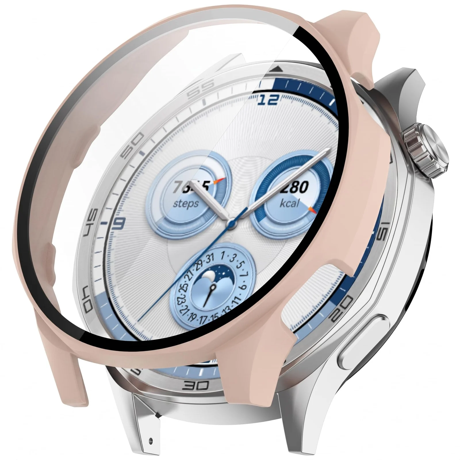 DL3 MOBILAK Full-Coverage Watch Case with Tempered Glass for Huawei Watch GT 4 46 mm, Pink