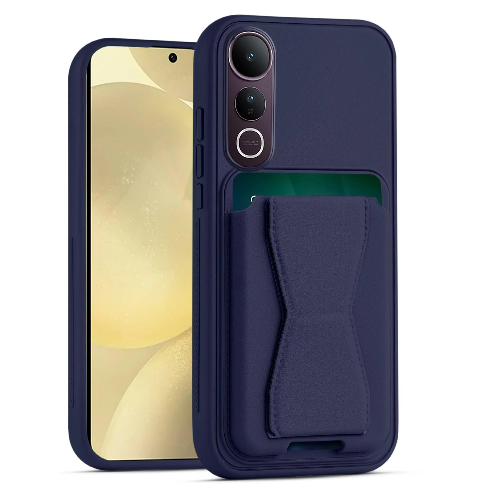 DL3 Mobilak Leather Wallet Case for vivo V50 Lite 4G / 5G, Camera protection, Shock-absorbing protection, Built-in kickstand - Blue