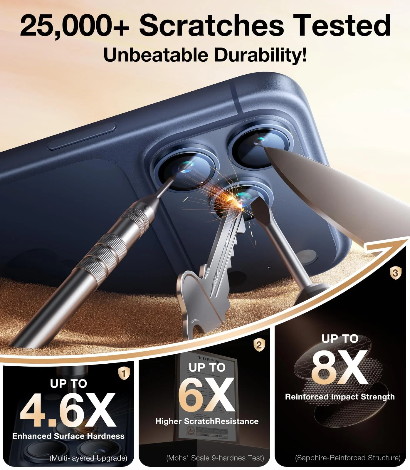 DL3 Mobilak Camera Lens Protector For iPhone 17 Pro/iPhone 17 Pro Max, [Keep Original Shooting] Tempered Glass Screen Protector Metal Individual Camera Cover, Case Friendly - Deep Blue