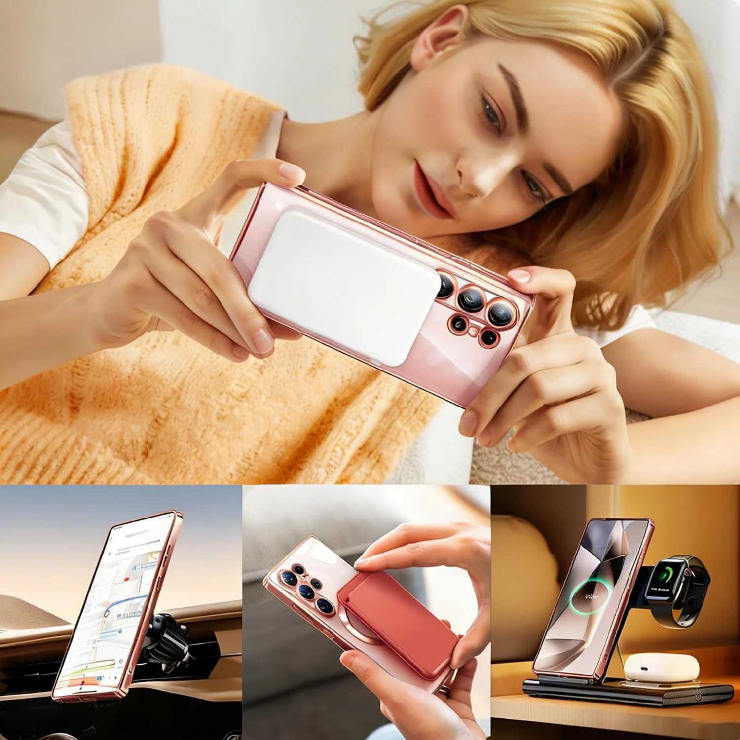 DL3 Mobilak Clear MagSafe-Compatible Magnetic Case for Samsung Galaxy S26 Ultra with Camera Protection and Magnetic Car-Mount Support - Pink