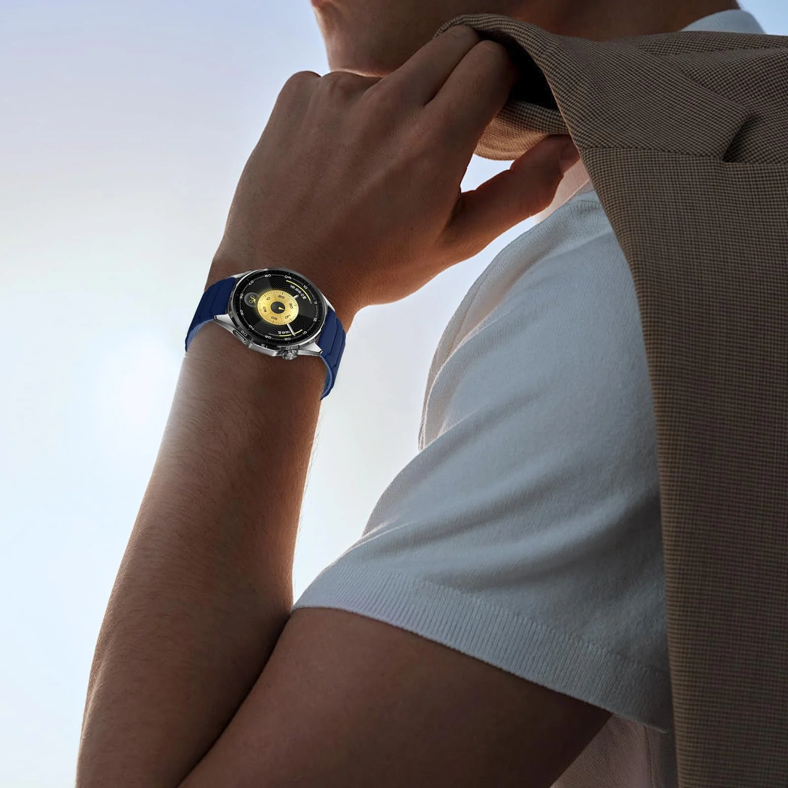 DL3 Mobilak 22mm Silicone Magnetic Strap for Xiaomi Redmi Watch 5 Active/5 Lite/Samsung Galaxy Watch 46mm/Watch 3 45mm/Gear S3/Huawei watch (GT6 GT5 GT4 GT3 GT2 GT 46MM)/GT2E/GT6 Pro/GT 5 Pro/Amazfit GTR4/Bip 6 - Coal Black/black