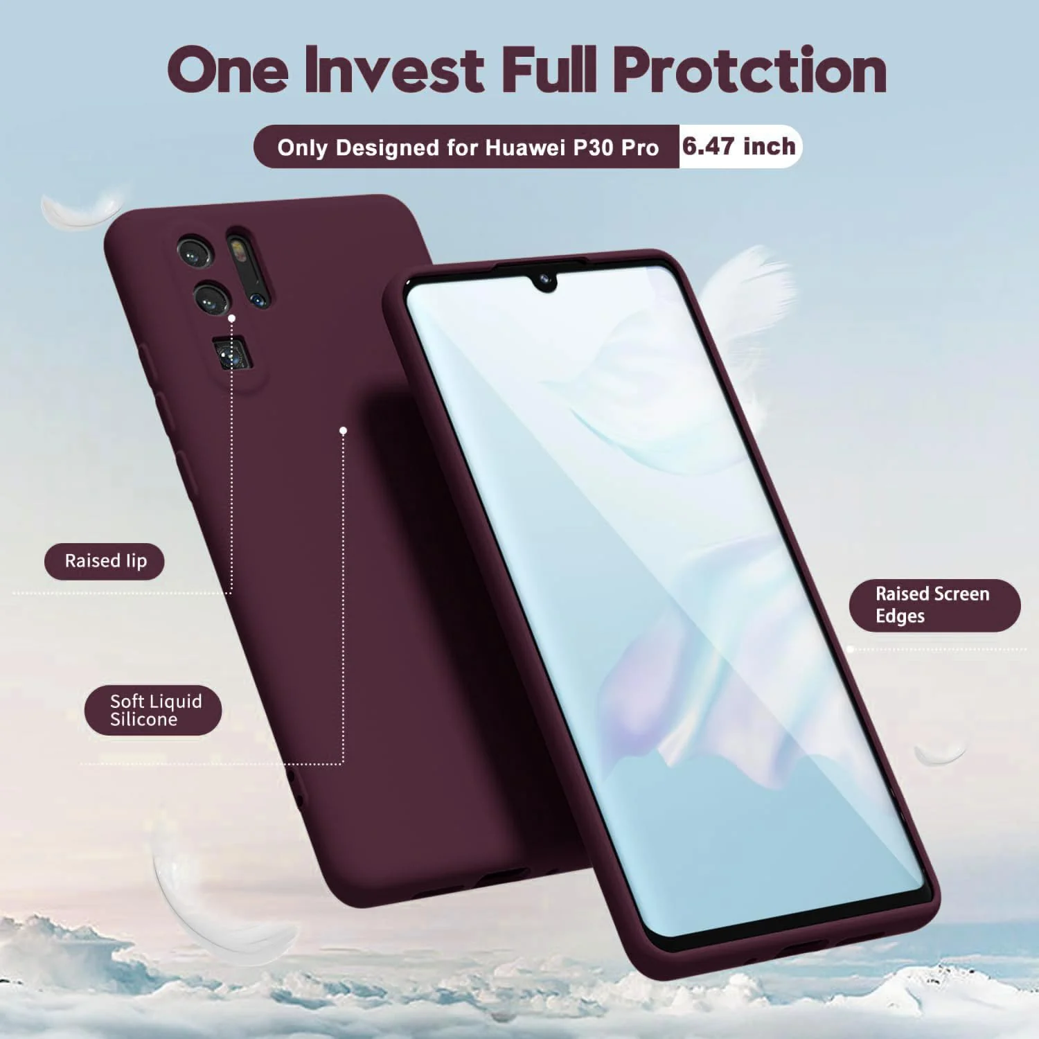 DL3 Mobilak Soft Silicone Gel Bumper Case for Huawei P30 Pro - Wine Red