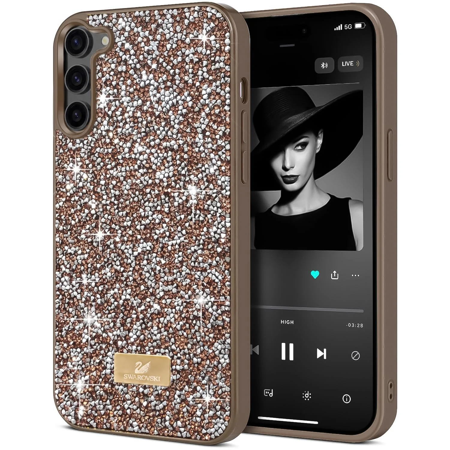 Case For Samsung Galaxy S23+ Plus Case Glitter, Sparkle Diamond Crystal Bling Case with Bling, Ultra Thin Lightweight Full Body Shockproof Anti-Scratch Protective Cover - Black