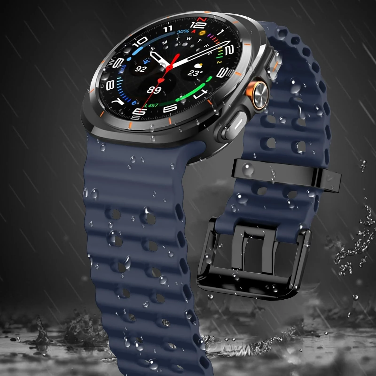 DL3 Mobilak Sport Band Compatible with Samsung Galaxy Watch Ultra Band 47mm Women Men, Breathable Soft Silicone Waterproof Watch Strap Accessories for Samsung Watch 7 Ultra Bands - Midnight Blue