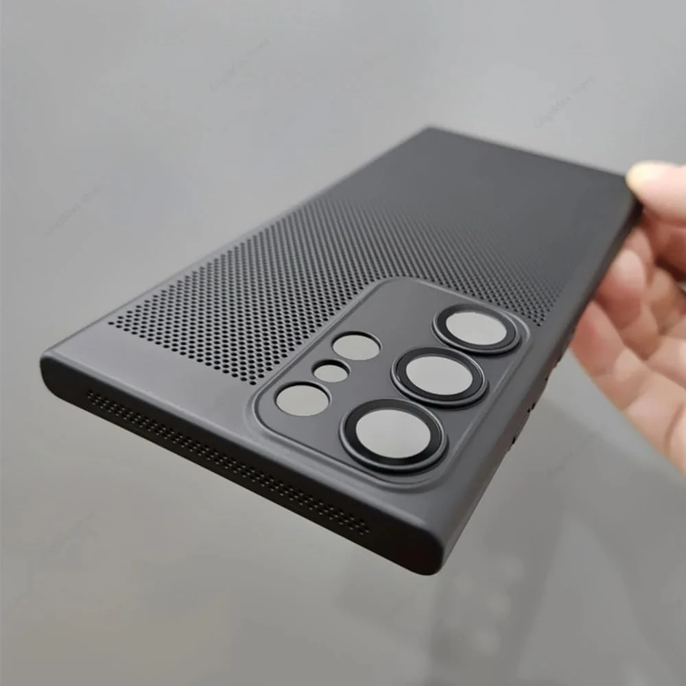 DL3 Mobilak Heat-Dissipation Hard PC Case with Built-In Camera Lens Protector for Samsung Galaxy S23 Ultra - Black