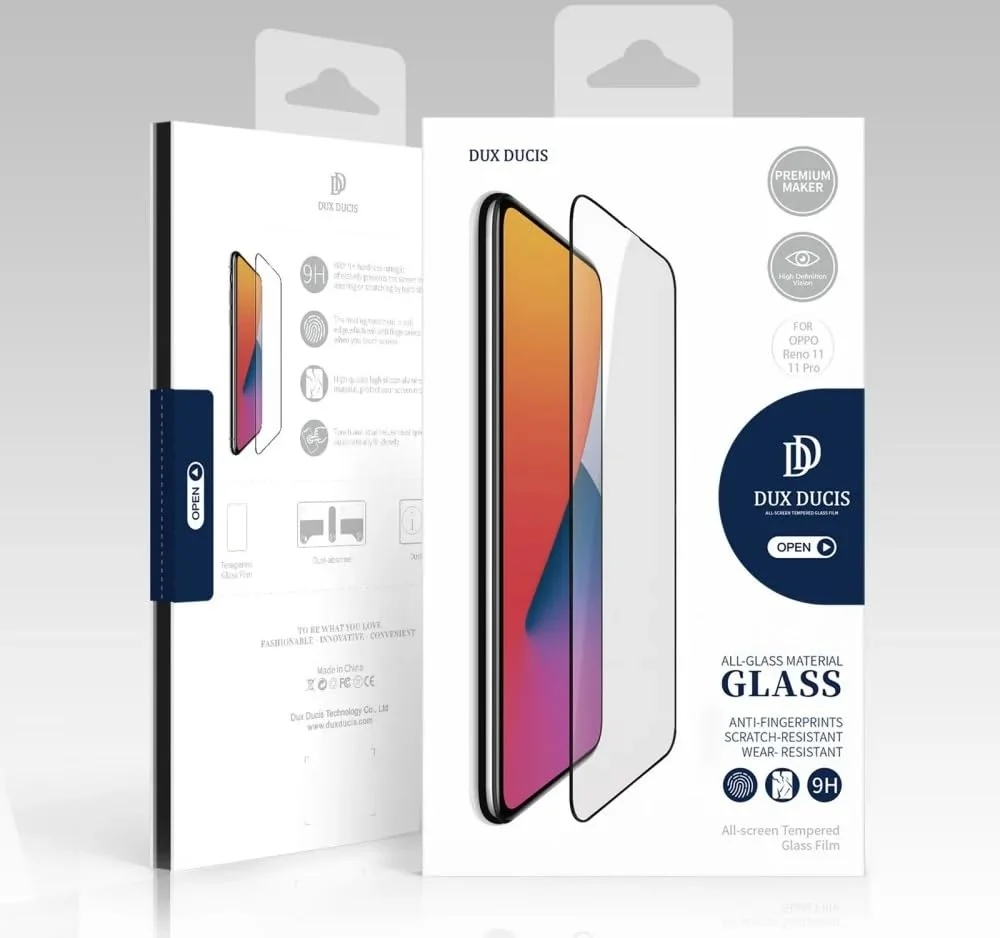 DL3 Mobilak Screen Protector for OPPO Reno 11 5G/Reno11 Pro 5G, Tempered Glass Screen Saver Premium HD Protective, Scratch Resistant, NO-Bubble, 9H Hardness, Full Coverage Film - Clear