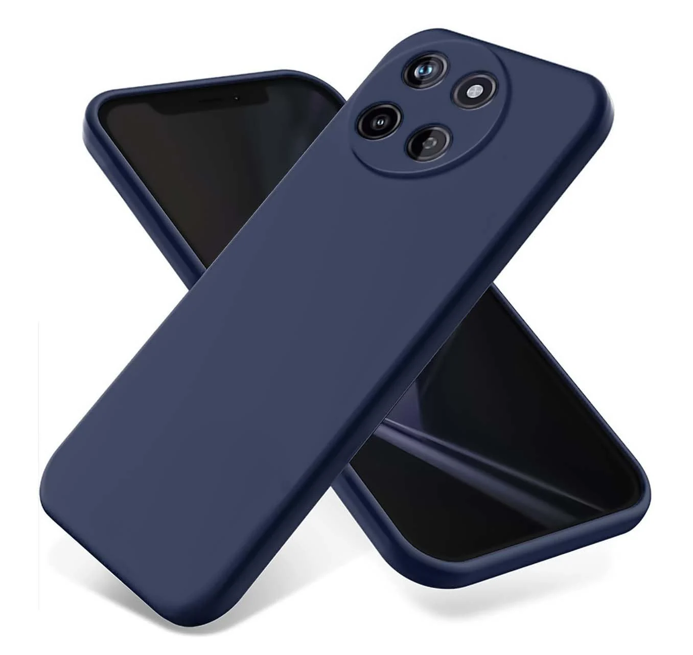 DL3 Mobilak Liquid Silicone Protective Case for realme 11 4G with Microfiber Lining and Shockproof Design - Midnight Blue