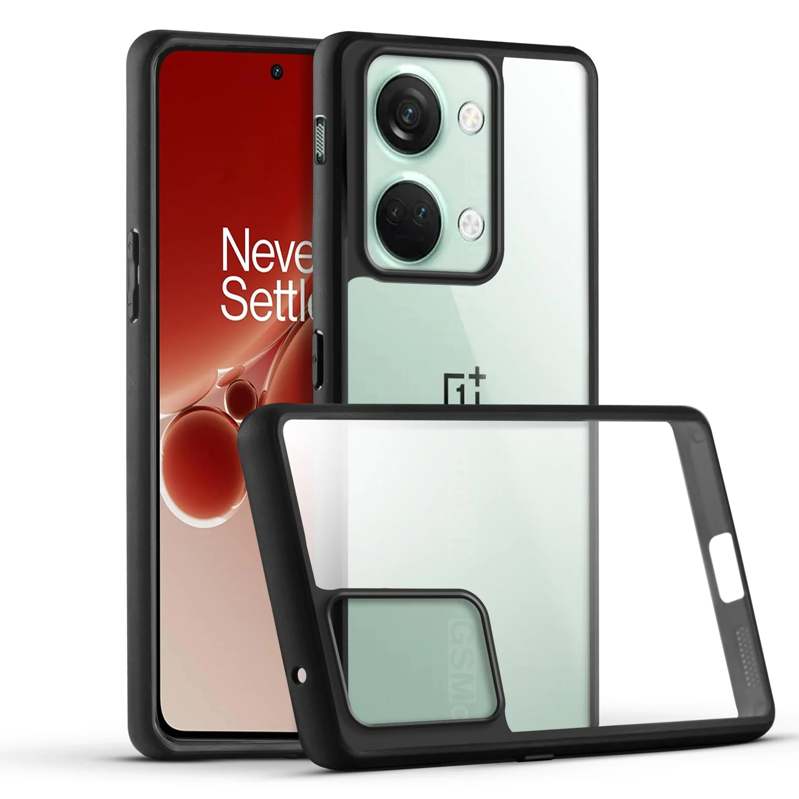 DL3 MOBILAK Clear Three-Layer Protective Phone Case for OnePlus Nord 3 and Ace 2v - Black