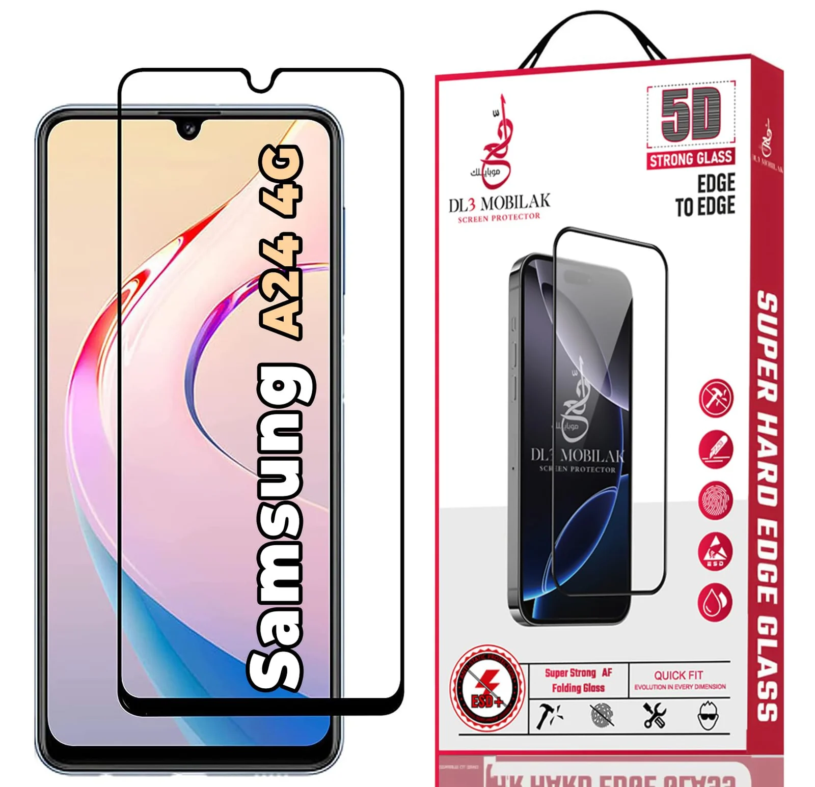 DL3 Mobilak for Samsung Galaxy A24 Tempered Glass Screen Protector, 9H Hardness Anti-Scratch Tempered Glass flim, Case Friendly, Anti-Scratch - Clear