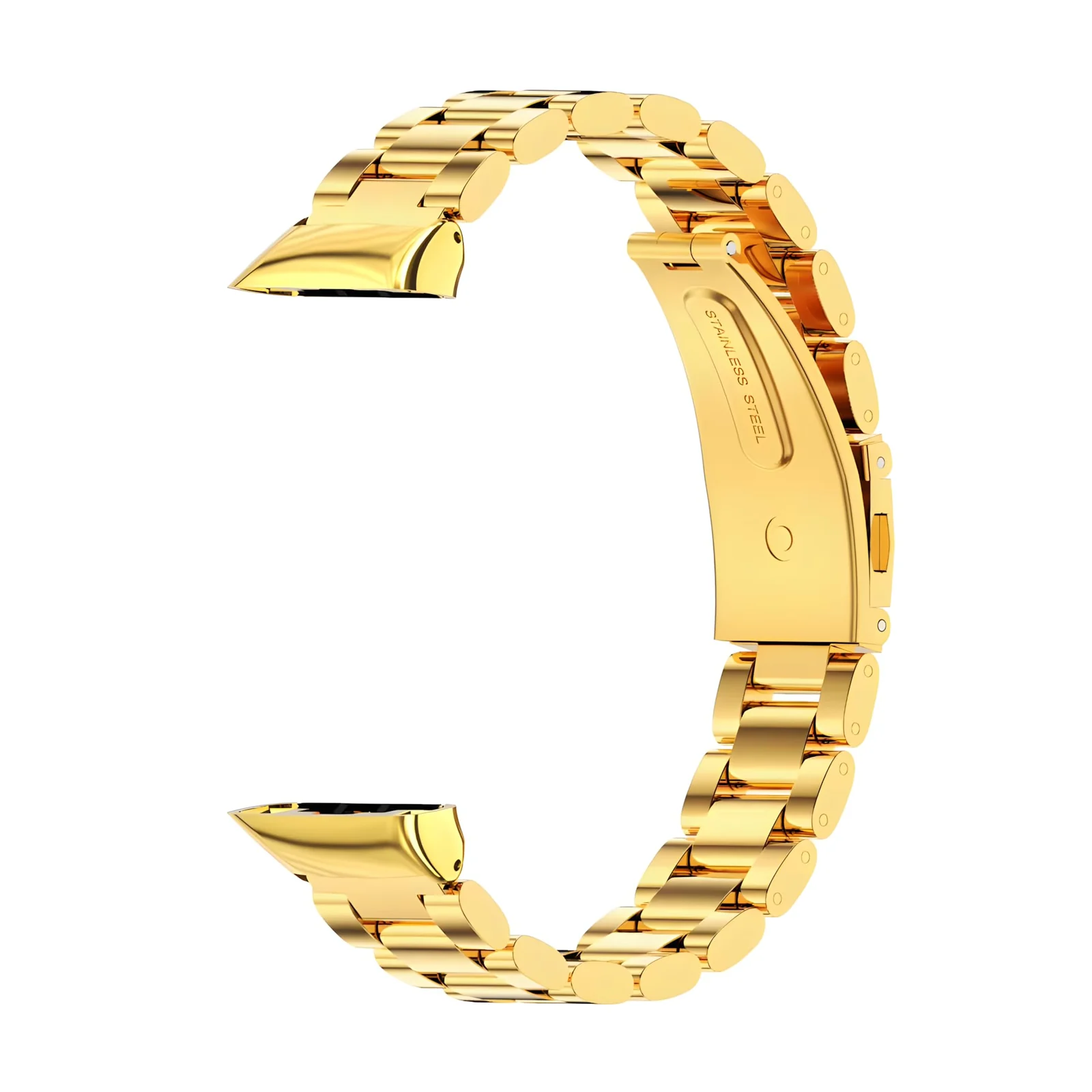 MOBIGON Stainless Steel Bracelet Strap with Double-Folding Clasp for Huawei Band 6 / HONOR Band 6 / HONOR Band 7, Gold