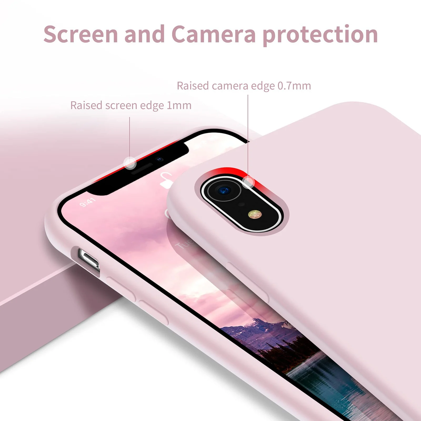 DL3 Mobilak Liquid Silicone Protective Case with Soft Microfiber Lining for iPhone XR - Ice Pink