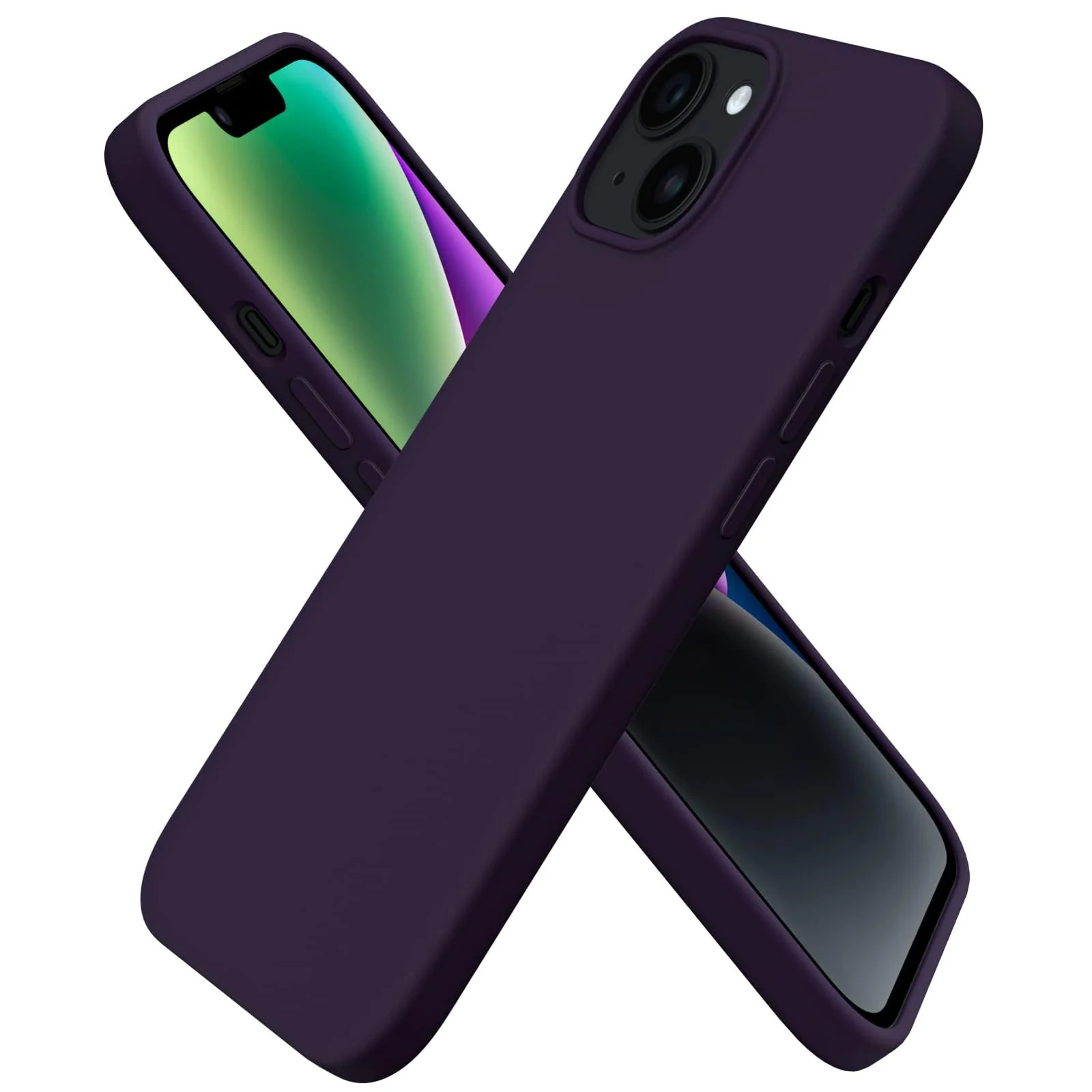 "DL3 Mobilak Liquid Silicone Protective Case for 𝐢𝐏𝐡𝐨𝐧𝐞 𝟏𝟓 𝐏𝐥𝐮𝐬, 𝐢𝐏𝐡𝐨𝐧𝐞 𝟏𝟒 𝐏𝐥𝐮𝐬 "" with Camera Protection and Microfiber Lining - Elderberry"