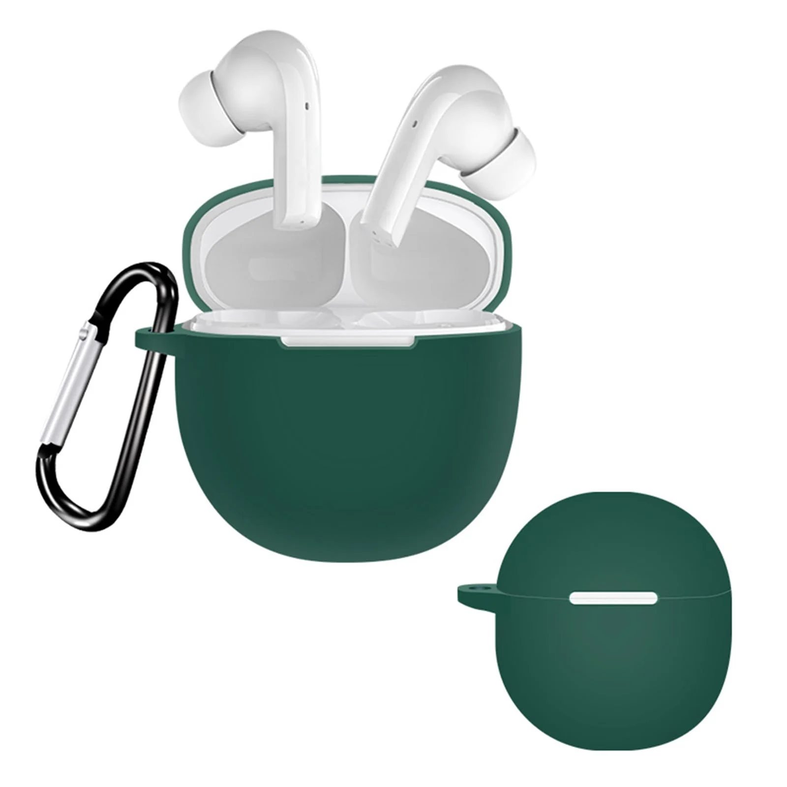 DL3 Mobilak Silicone Case Compatible with QCY T18 Melobuds Earbuds, Soft Silicone Protective Case Cover, Shockproof Sleeve with Carabiner - Green