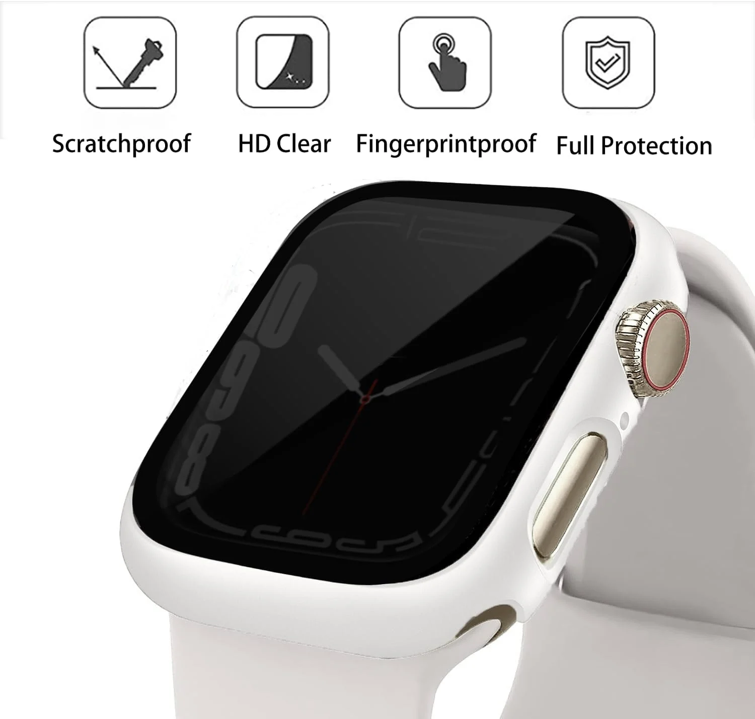 DL3 Mobilak Privacy Case for Apple Watch Series SE/ 4/5/6 44mm Screen Protector, Anti-Spy Tempered Glass Film Apple Watch Cover Hard PC Case Bumper for iWatch 44 mm Series 6/5/4/SE/SE2 - White