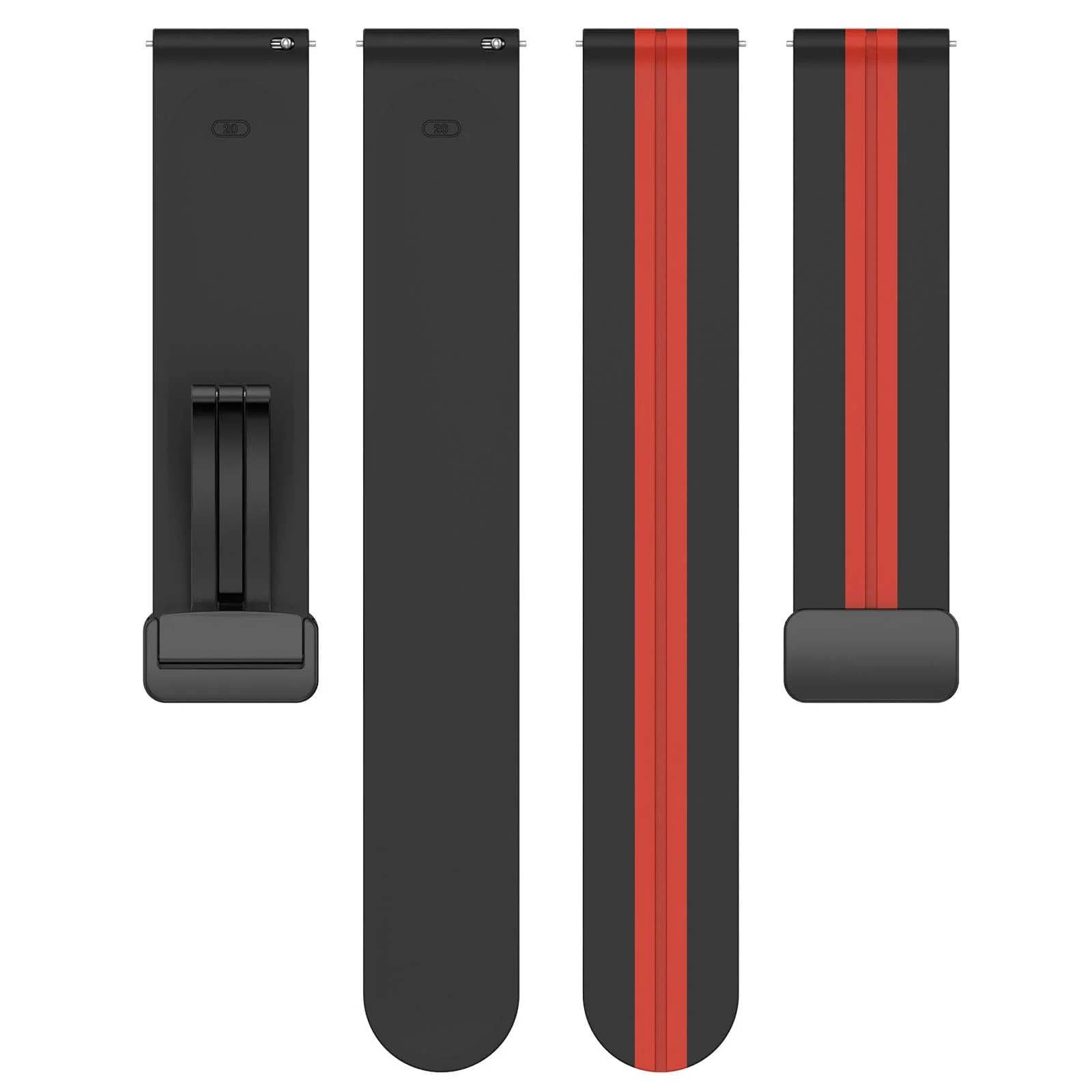 DL3 Mobilak 22MM Silicone Band Magnetic Clasp Strap For Xiaomi Redmi Watch 5 Active/5 Lite/Samsung Galaxy Watch 46mm/Watch 3 45mm/Gear S3/Huawei watch (GT6 GT5 GT4 GT3 GT2 GT 46MM)/GT6 (A. ) - A.Black Red