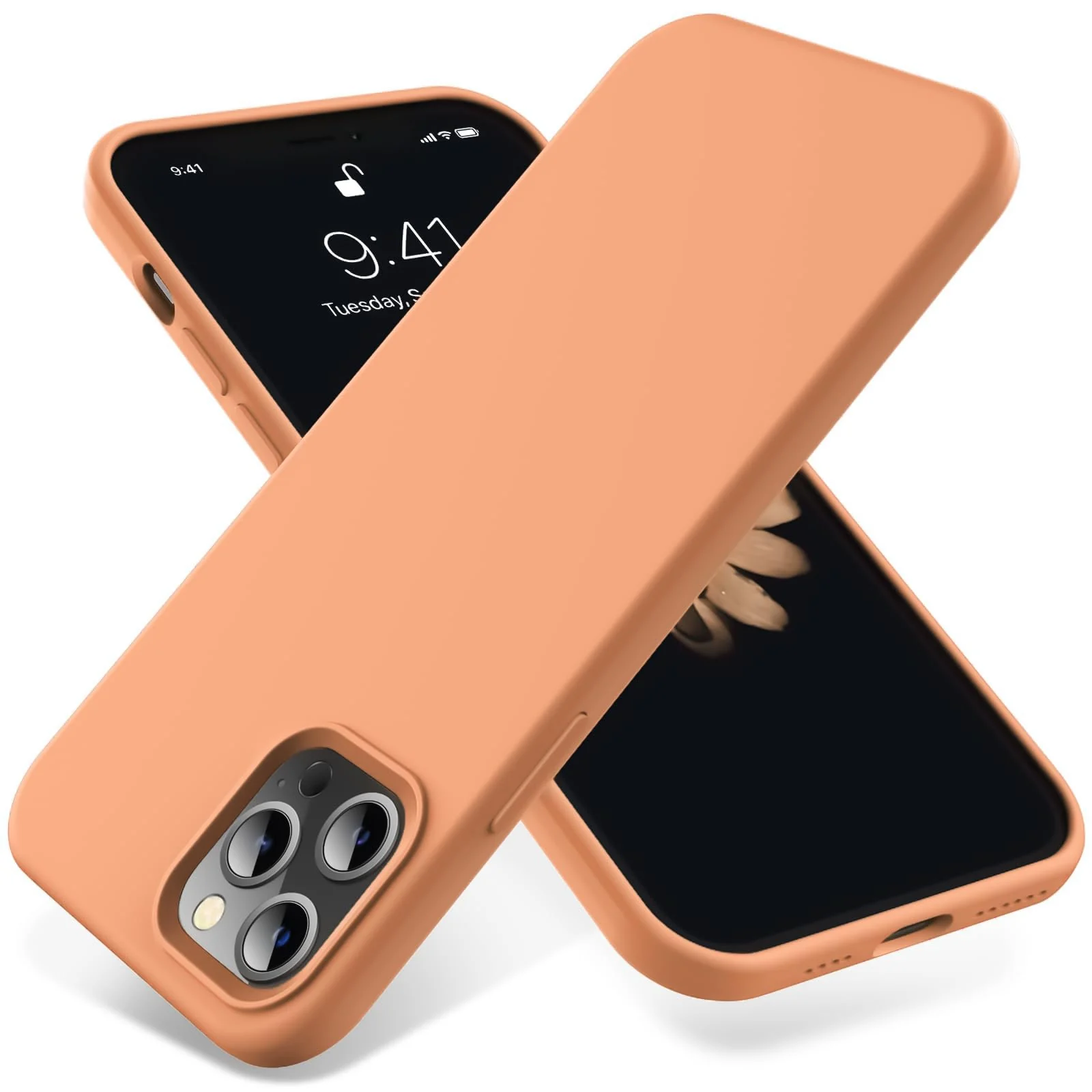 DL3 Mobilak Liquid Silicone Protective Case for iPhone 11 Pro Max (6.5 Inch) with Camera Protection and Microfiber Lining - Orange