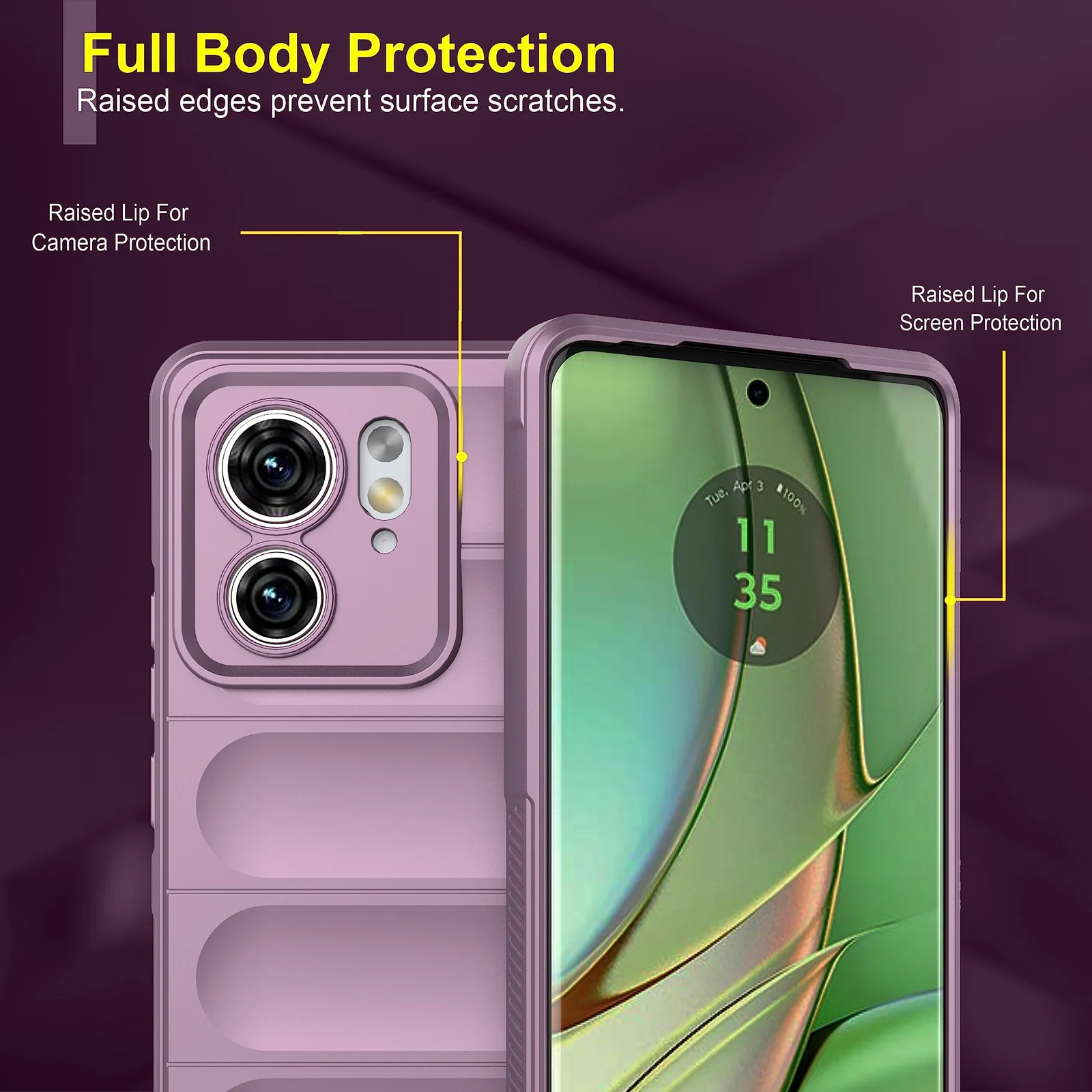 DL3 Mobilak Soft Silicone Protective Case for Motorola Edge 40 5G with Camera Protection and Shockproof Design - Purple