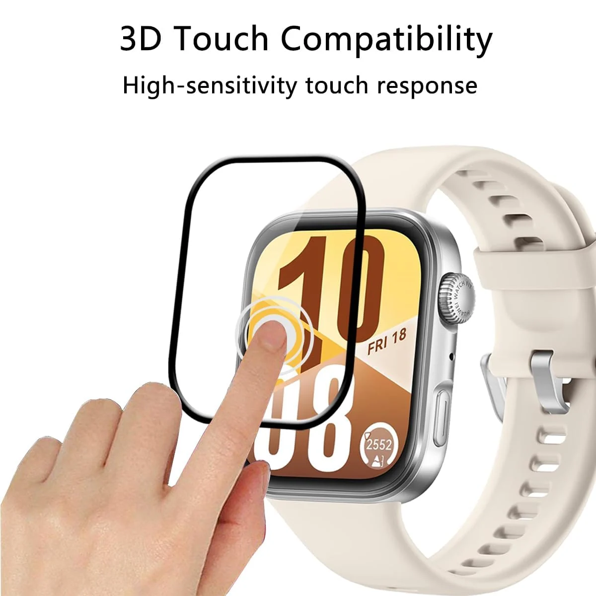 DL3 Mobilak Screen Protector For Huawei Watch Fit 4, 3D Curved Soft Edge Protective Film [Anti-Scratch] [Bubble Free] [Ultra Shatterproof] [High Sensitive] (Not Glass) For Huawei Watch Fit4 - Black