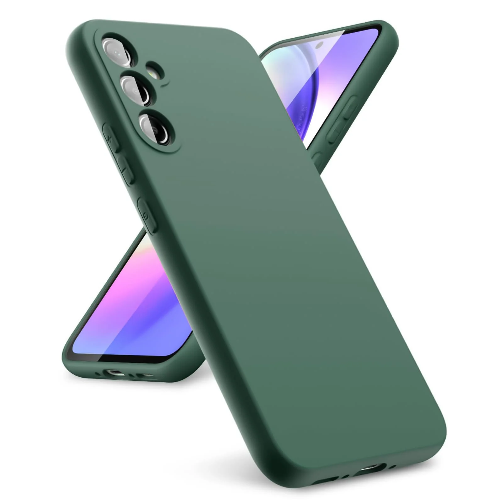DL3 Mobilak Samsung Galaxy A55 Case, Soft Flexible Liquid Silicone Gel Rubber Bumper Cover, Full Body Shockproof Protective Phone Case - Green