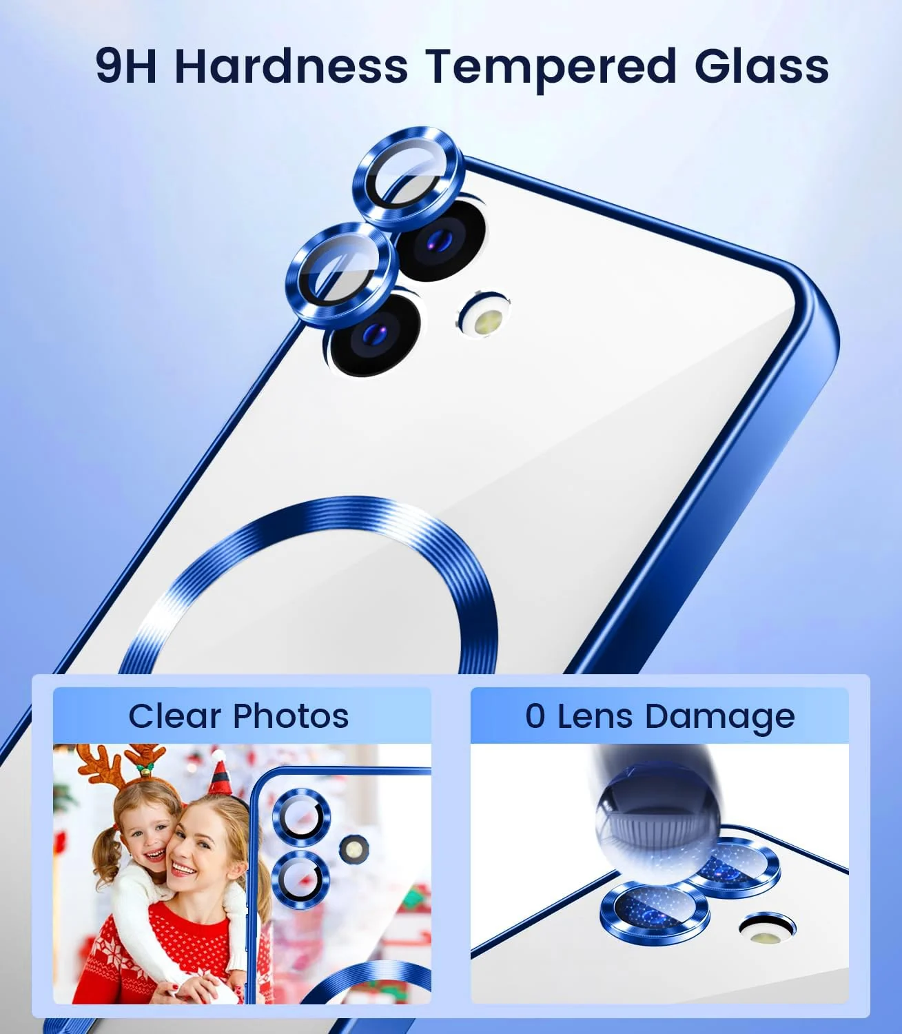 DL3 Mobilak Clear MagSafe-Compatible TPU Case and Camera Lens Protector for Samsung Galaxy A06 - Blue
