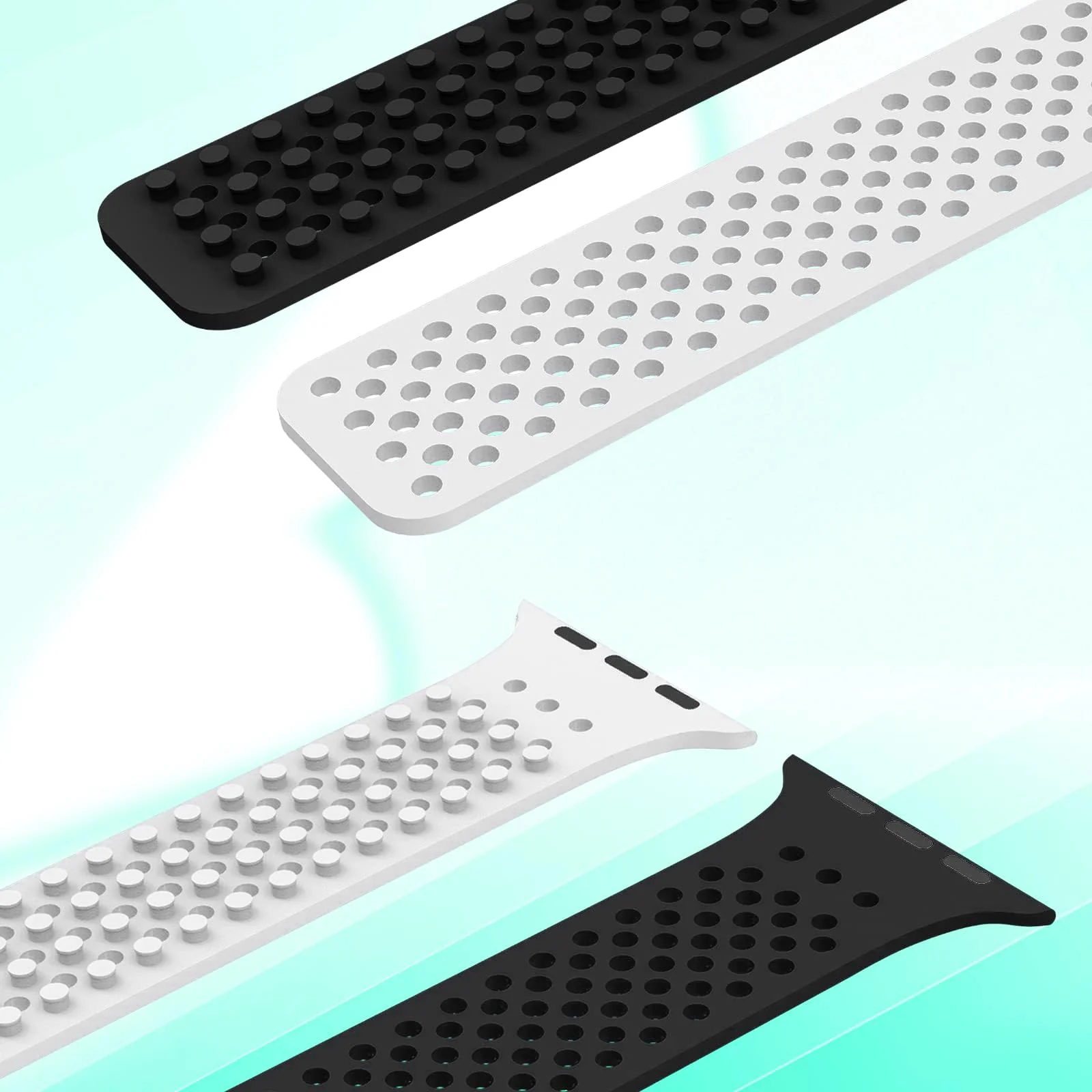 DL3 Mobilak Soft Silicone Band For Apple Watch Ultra Bands 49mm 45mm 44mm 42mm, Sport Replacement Wristband No Clasps for iWatch Series 8 ultra 7 6 5 4 SE 3 2 Women Men, Waterproof Strap - White Black