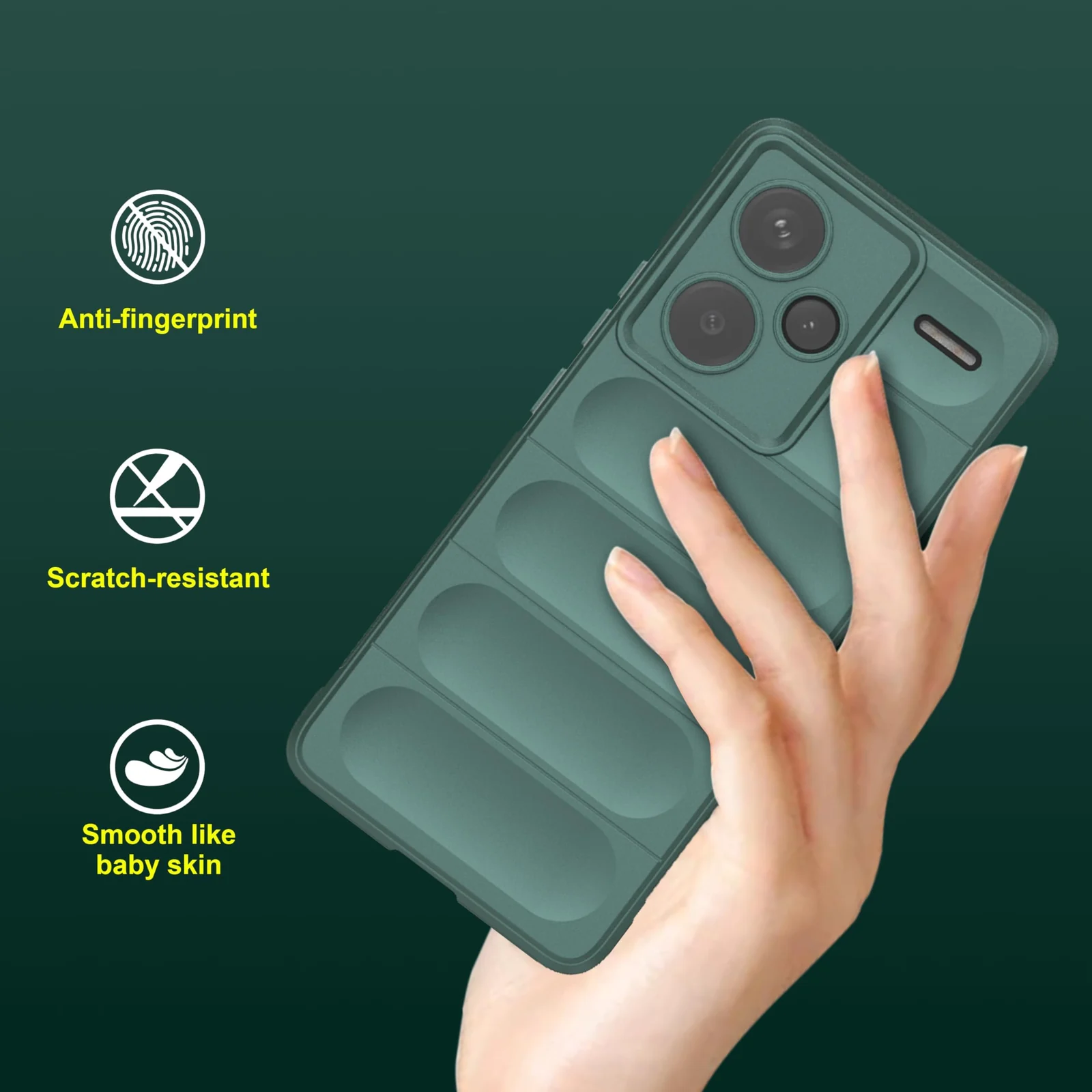 DL3 Mobilak Rugged Protective Case for Xiaomi Redmi Note 13 Pro + Plus 5G, Camera protection, Shock-absorbing protection, Non-slip grip - Green