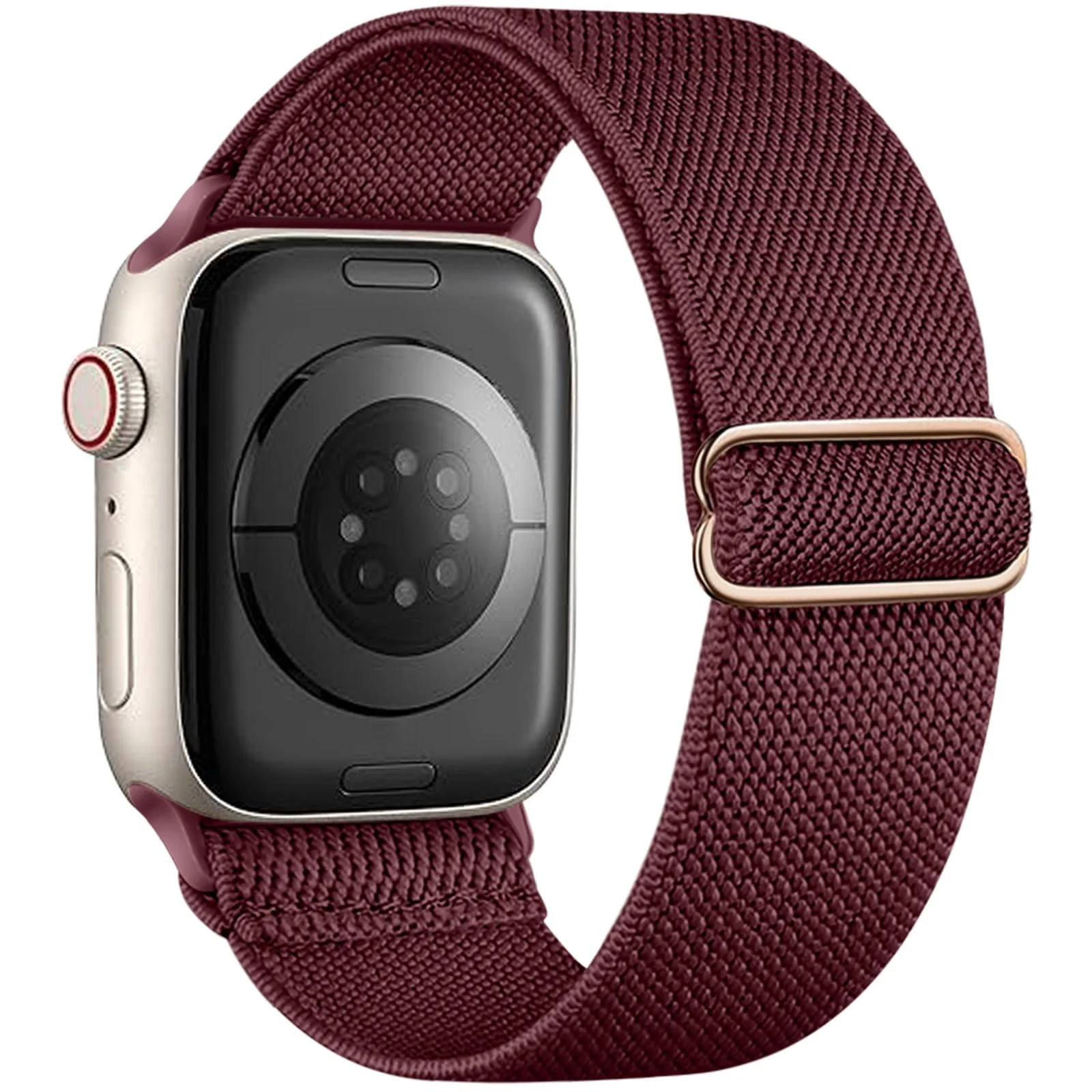 DL3 Mobilak Nylon Solo Loop Stretchy Straps For Apple Watch Band 49mm 45mm 44mm 42mm 41mm 40mm 38mm, Elastic Wristbands for Series 8 9 Ultra 7 6 5 4 3 2 1 (38MM/40MM/41MM) - Wine Red