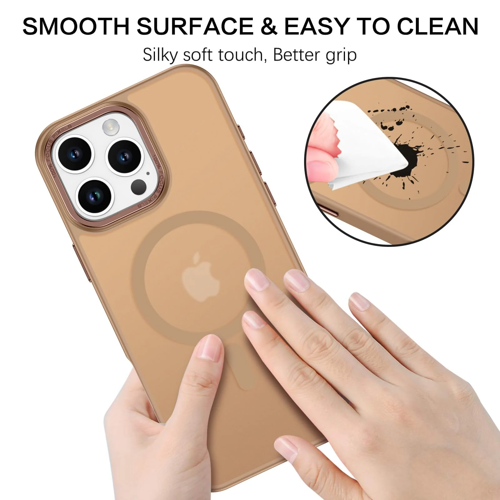 DL3 Mobilak Wallet Case with Card Slot for iPhone 15 Pro 6.1-Inch with Ring Holder and Magnetic Car-Mount Support - Desert Brown