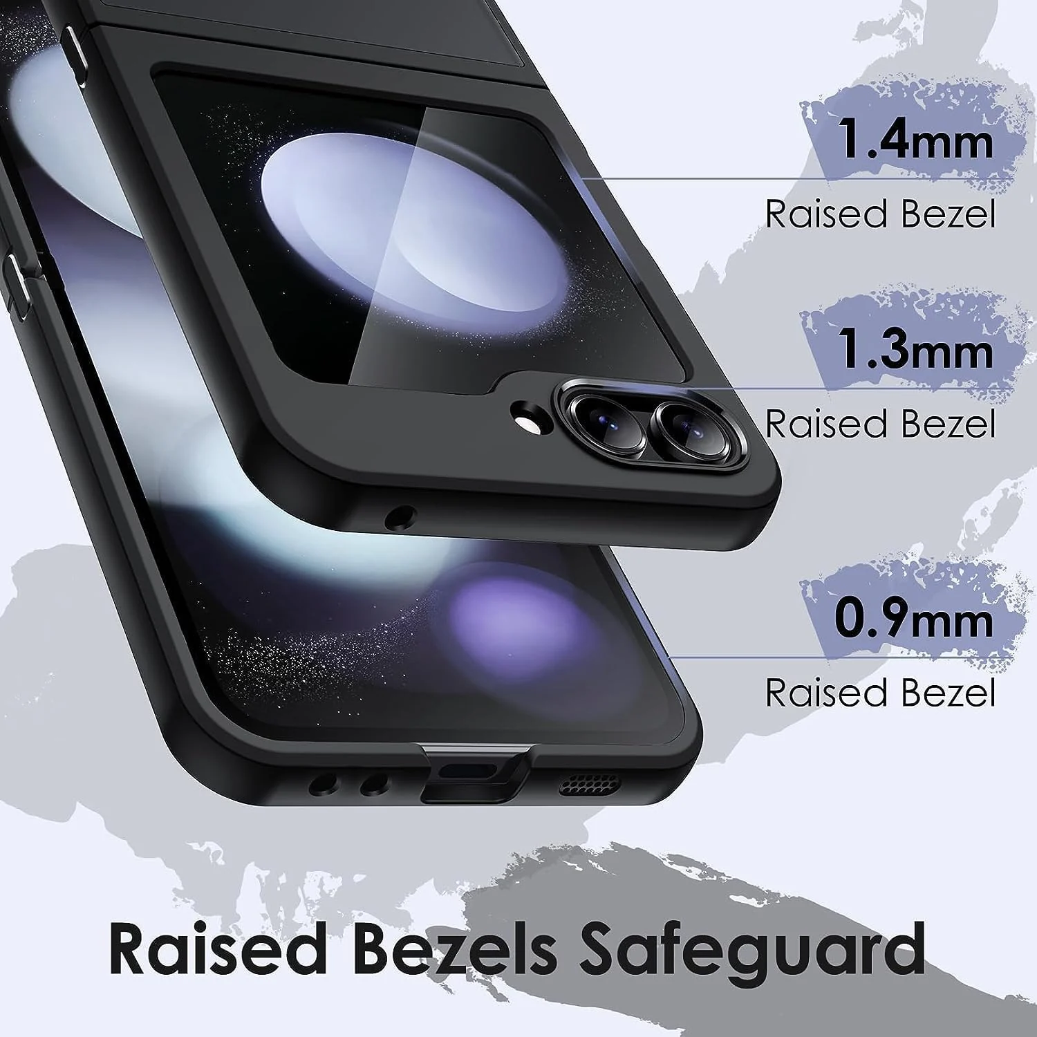 DL3 Mobilak Plated-Edge Protective Case for Samsung Galaxy Z Flip 5, Camera protection, Shock-absorbing protection, Scratch-resistant surface - Black
