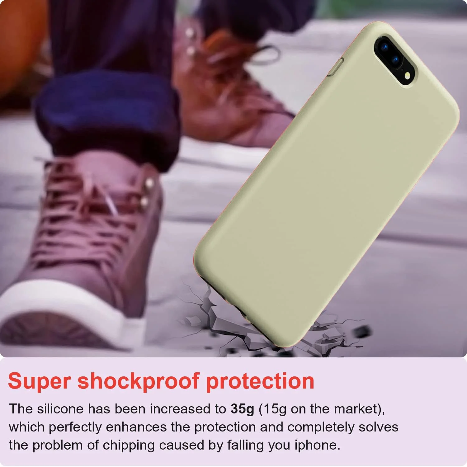 DL3 Mobilak Liquid Silicone Case for iPhone 6 Plus / 6S Plus, Shock-absorbing protection, Scratch-resistant surface, Soft microfiber lining - Baby Yellow