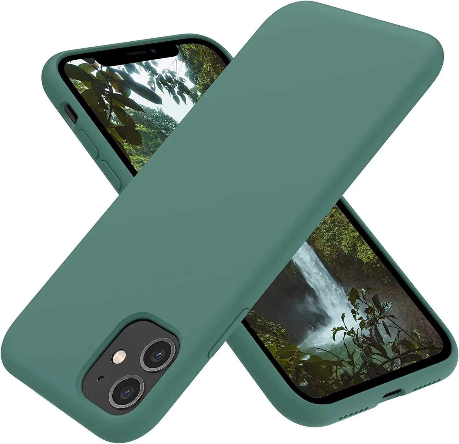 DL3 Mobilak Liquid Silicone Case for iPhone 11 (6.1 Inch), Shock-absorbing protection, Scratch-resistant surface, Soft microfiber lining - Pine Green