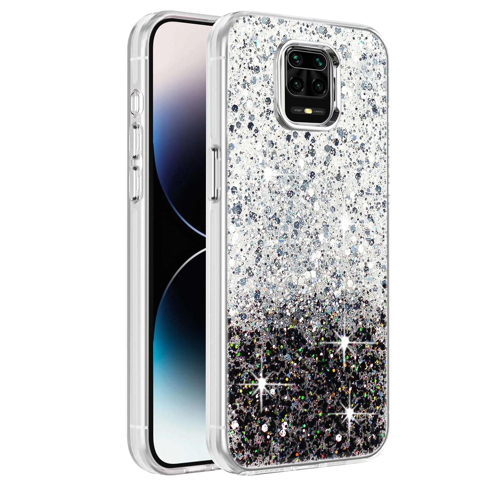 Xiaomi Mi Redmi Note 9S / Redmi Note9 Pro / Redmi Note 9 Pro Max — DL3 Mobilak Glitter Protective Case for Xiaomi Redmi Note 9S / Redmi Note 9 Pro / Redmi Note 9 Pro Max, Supports wireless charging, Camera protection, Shock-absorbing protection