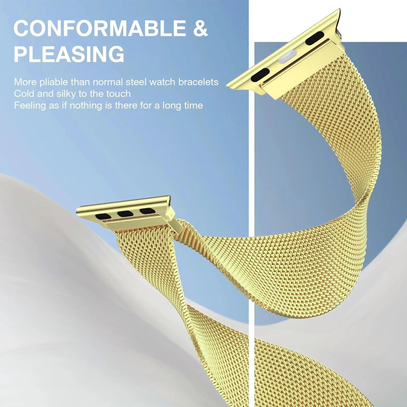 DL3 MOBILAK Milanese Magnetic Stainless-Steel Watch Strap for 49MM - A-Gold