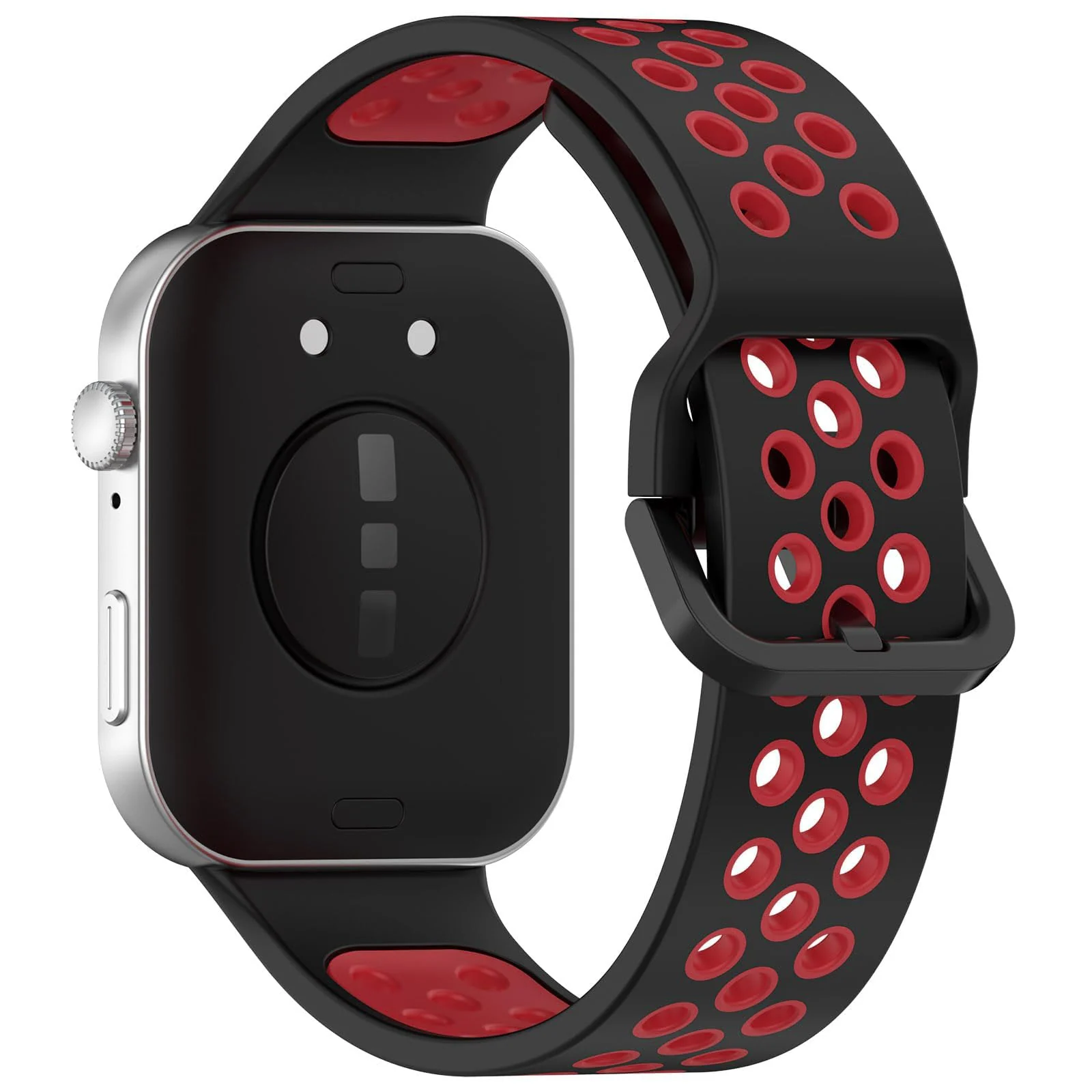 DL3 Mobilak Silicone Strap for Huawei Watch Fit 3, [Breathable] Soft Silicone Sport Wristband Bracelet Replacement Strap, Two-tone Strap, Adjustable Design, for Huawei Watch Fit3 - Black Red