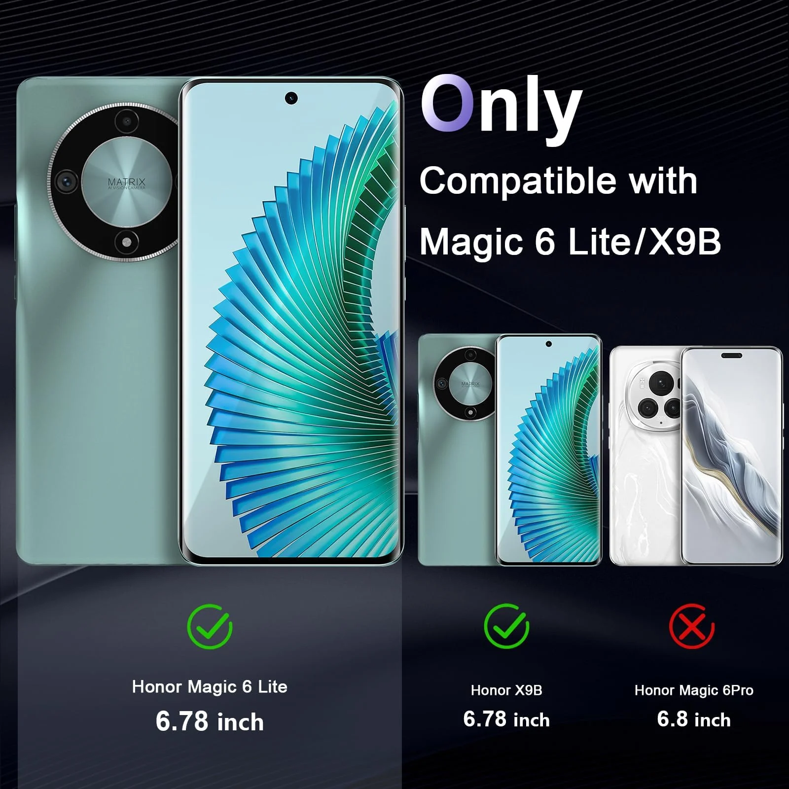 DL3 Mobilak Li-to Screen Protector Honor X9b / Honor Magic 6 Lite/Honor X50 [Liquid UV Tempered Glass] Full Screen adhesive [Sensitive Touch][Fingerprint Sensor Compatible] HD - Clear