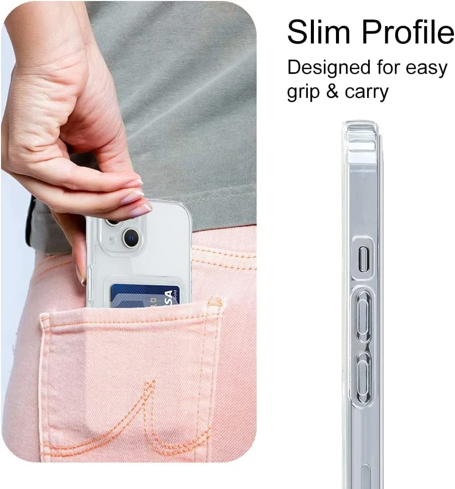 DL3 Mobilak Compatible with Apple iPhone 13 (6.1 inch) Wallet Case with Card Holder, Precision Cut-Outs and TPU Bumper for Shock Absorption, Anti-Scratch Smudge-Proof (Matte ) - Clear