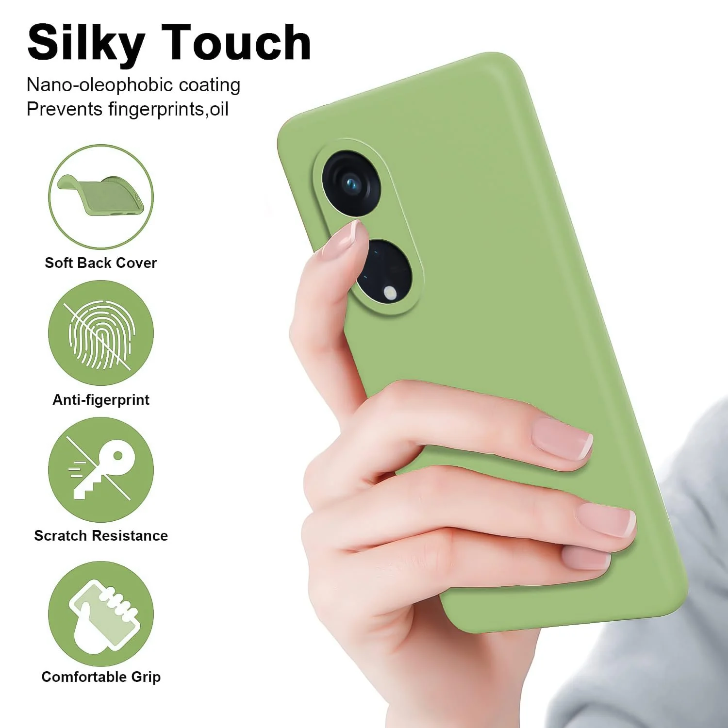 DL3 Mobilak Liquid Silicone Case for OPPO Reno 8T 5G / OPPO A1 Pro, Shock-absorbing protection, Scratch-resistant surface, Soft microfiber lining - Mint Green