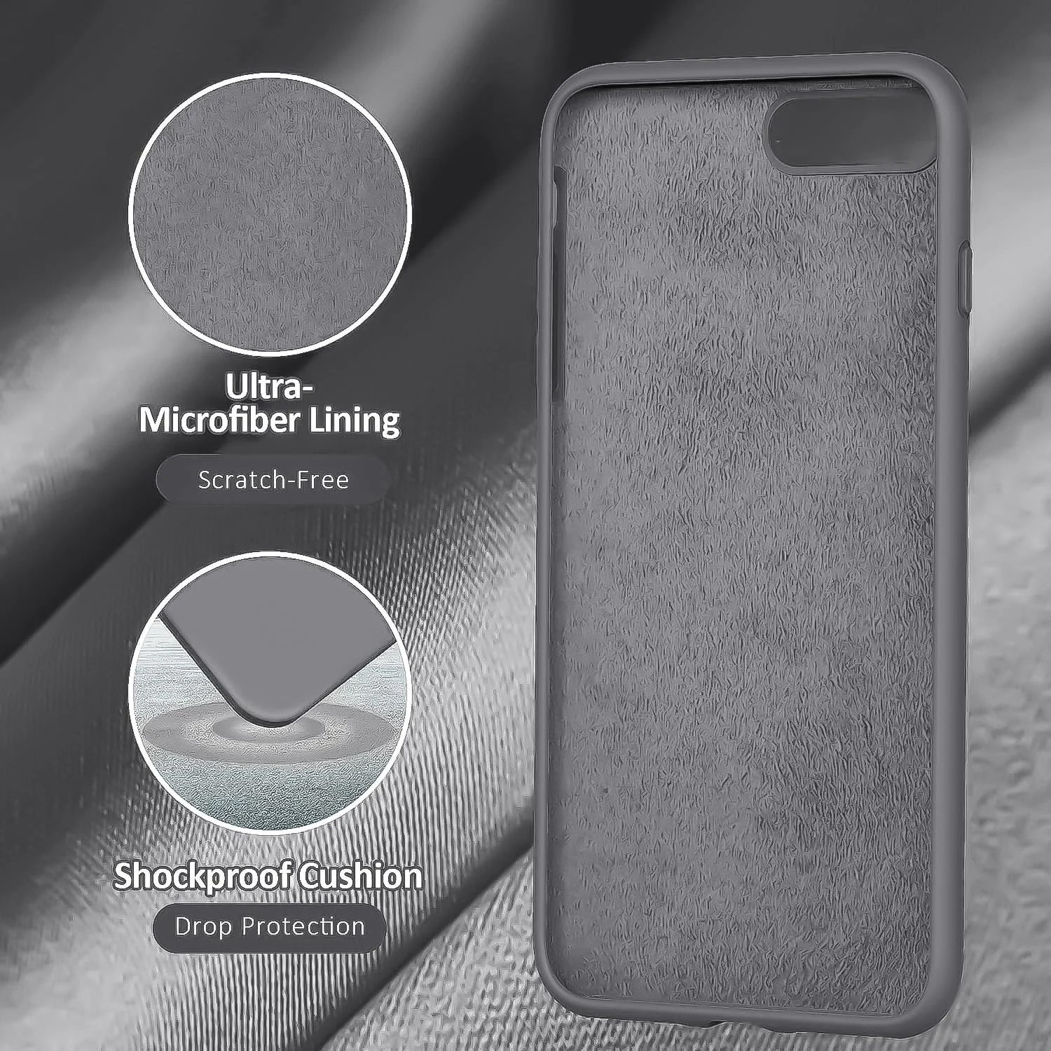 DL3 Mobilak Liquid Silicone Case for iPhone 7 Plus / iPhone 8 Plus, Shock-absorbing protection, Scratch-resistant surface, Soft microfiber lining - A.Gray