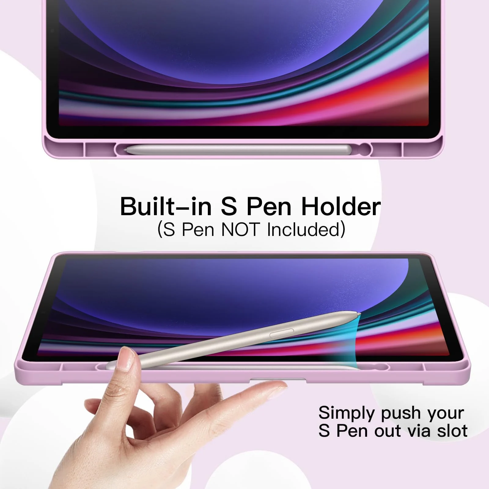 DL3 Mobilak Smart Case For Xiaomi Redmi Pad SE 11 inch Tablet 2023 Cover with Pencil Holder, Soft TPU Smart Stand Back Cover Auto Wake/Sleep - Pastel Violet