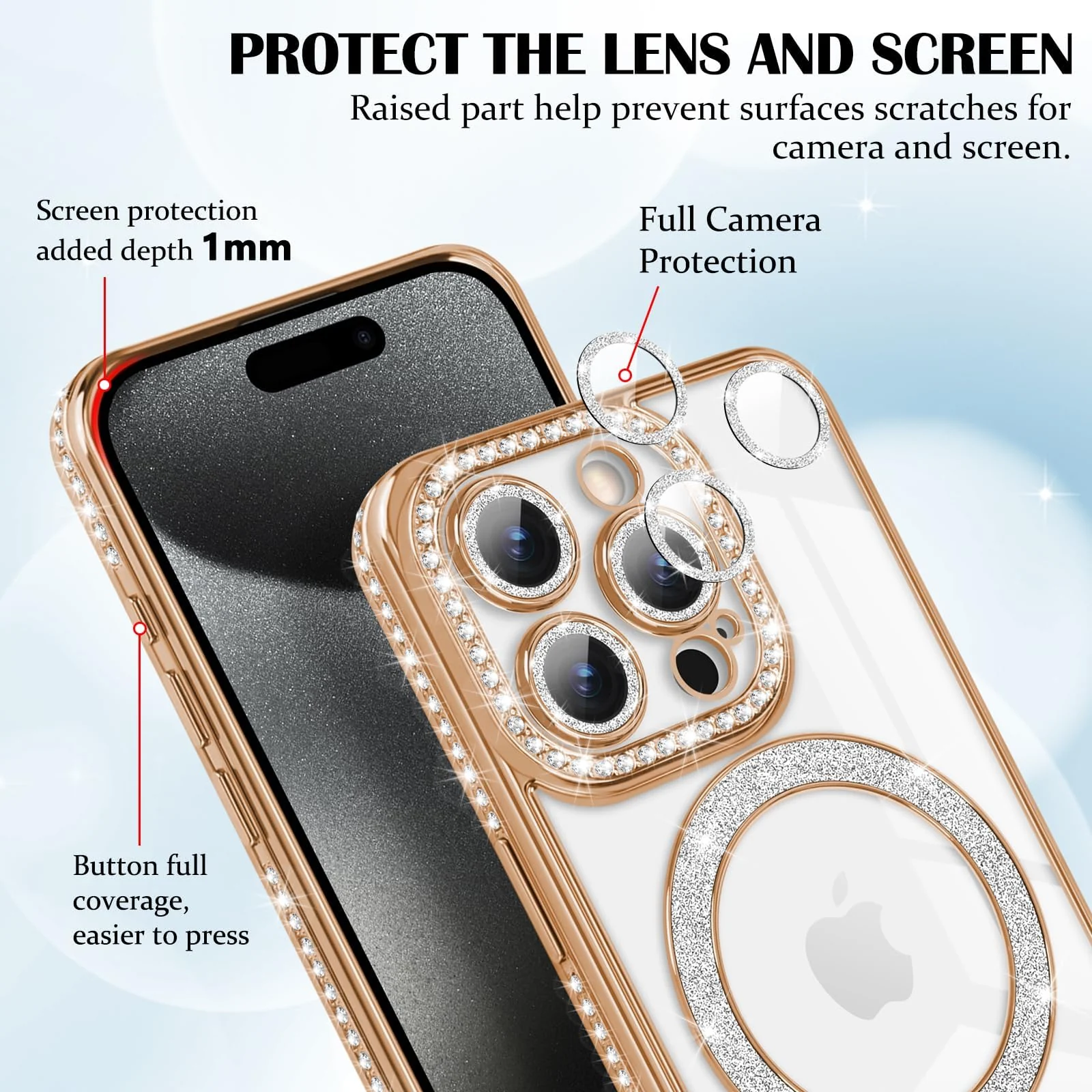 DL3 Mobilak MagSafe-Compatible Magnetic Case for iPhone 13 Pro with Camera Protection and Magnetic Car-Mount Support - Gold