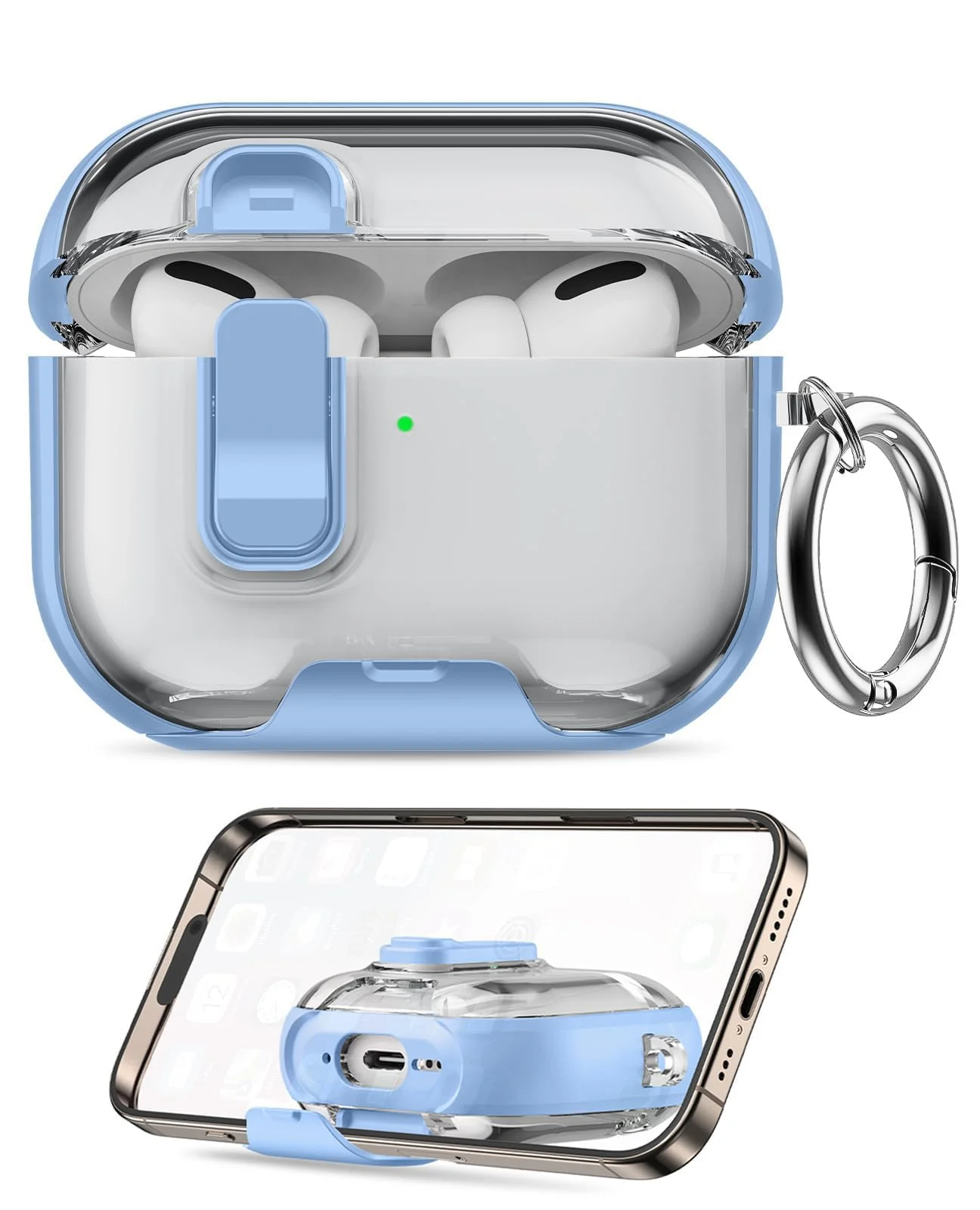 DL3 Mobilak Case for Airpod Pro Case Cover with Lock, Compatible with AirPods Pro 2nd Generation/1st Generation (2023/2022/2019), Shockproof Cover for AirPods Pro 2 Case Men Women - Clear Blue