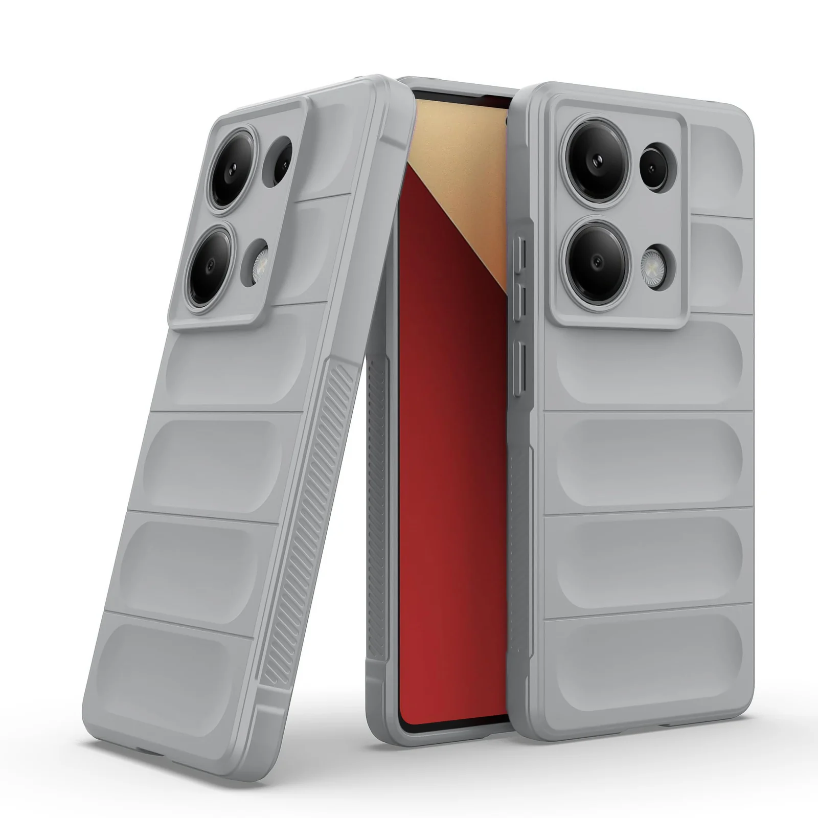 DL3 Mobilak Silicone Case for Xiaomi Redmi Note 13 Pro 4G/Poco M6 Pro 4G Heavy Duty [Slim Fit] Shockproof Soft Flexible Protective Design Shock-TPU Cover With Camera Protection - Gray